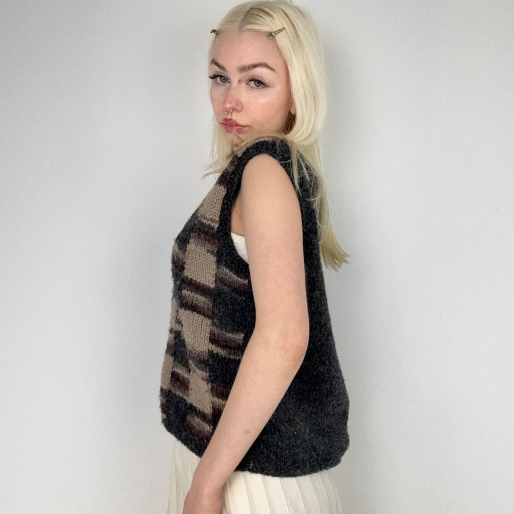 Vintage XL - Vintage 80s Hans Knitted Zip Up Vest Size US XL / EU 56 / 4 - 2 Thumbnail