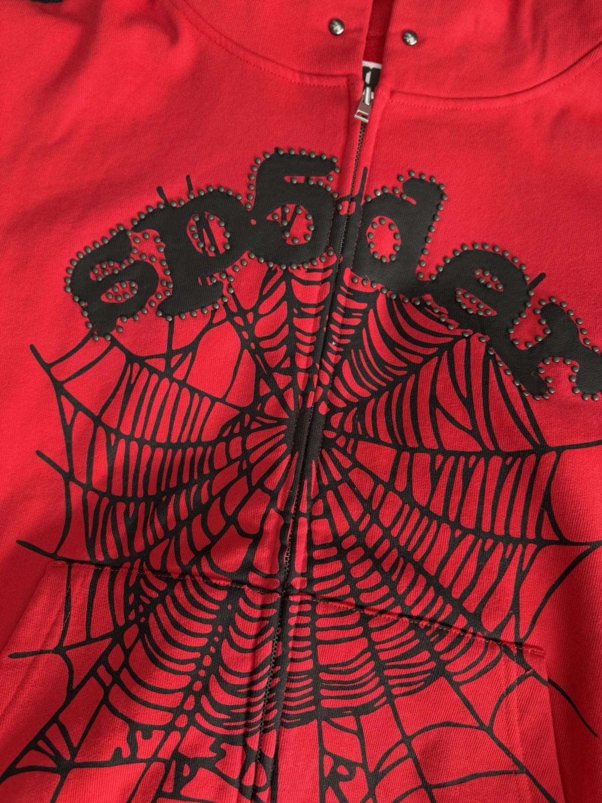 Sp5der Sp5der Worldwide Red Zip Up Studded Hoodie Size Medium (NEW) Size US M / EU 48-50 / 2 - 4 Thumbnail