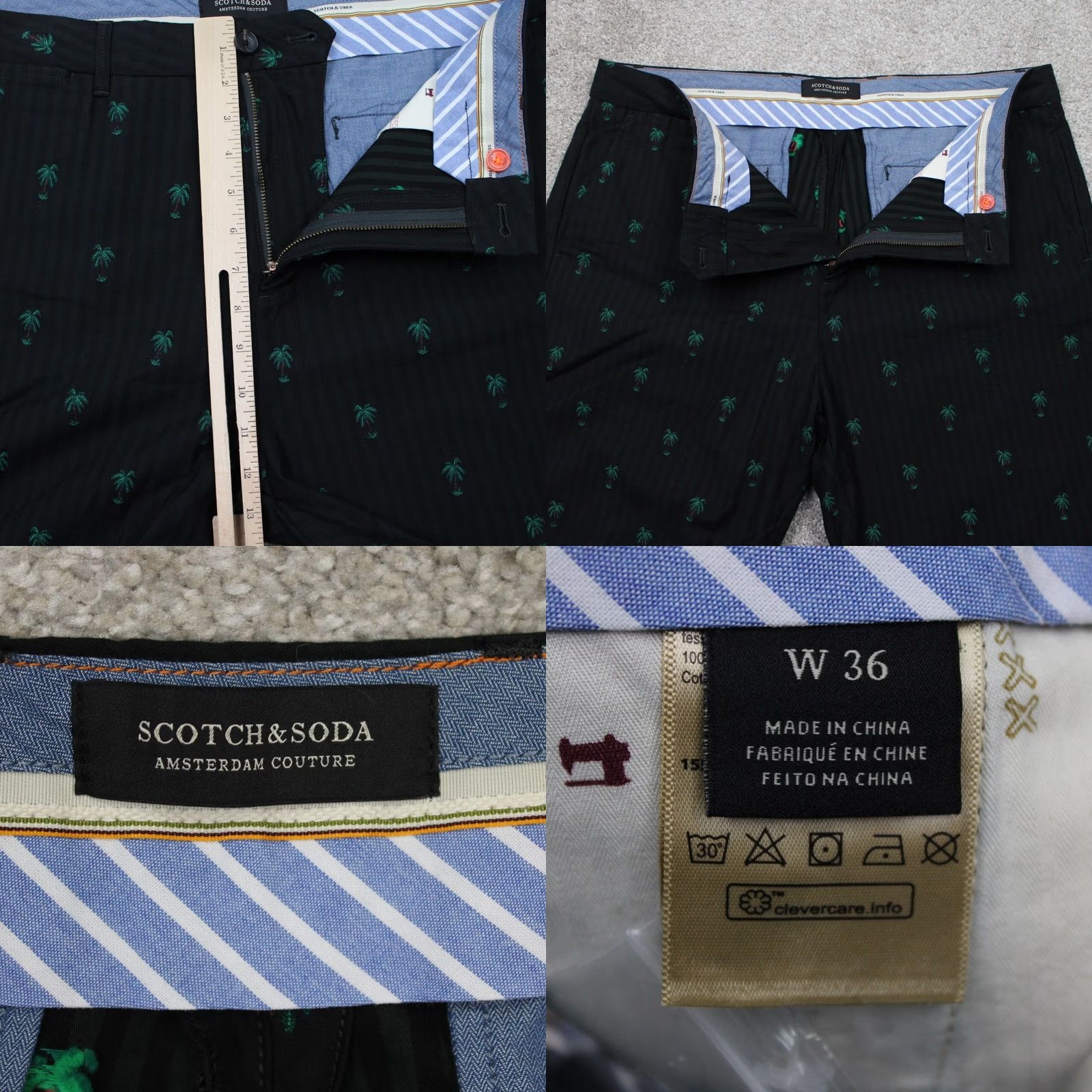 Scotch & Soda Scotch & Soda Chino Shorts Mens 36 Black/Green Island Getaway 9" inseam Size US 36 / EU 52 - 8 Thumbnail