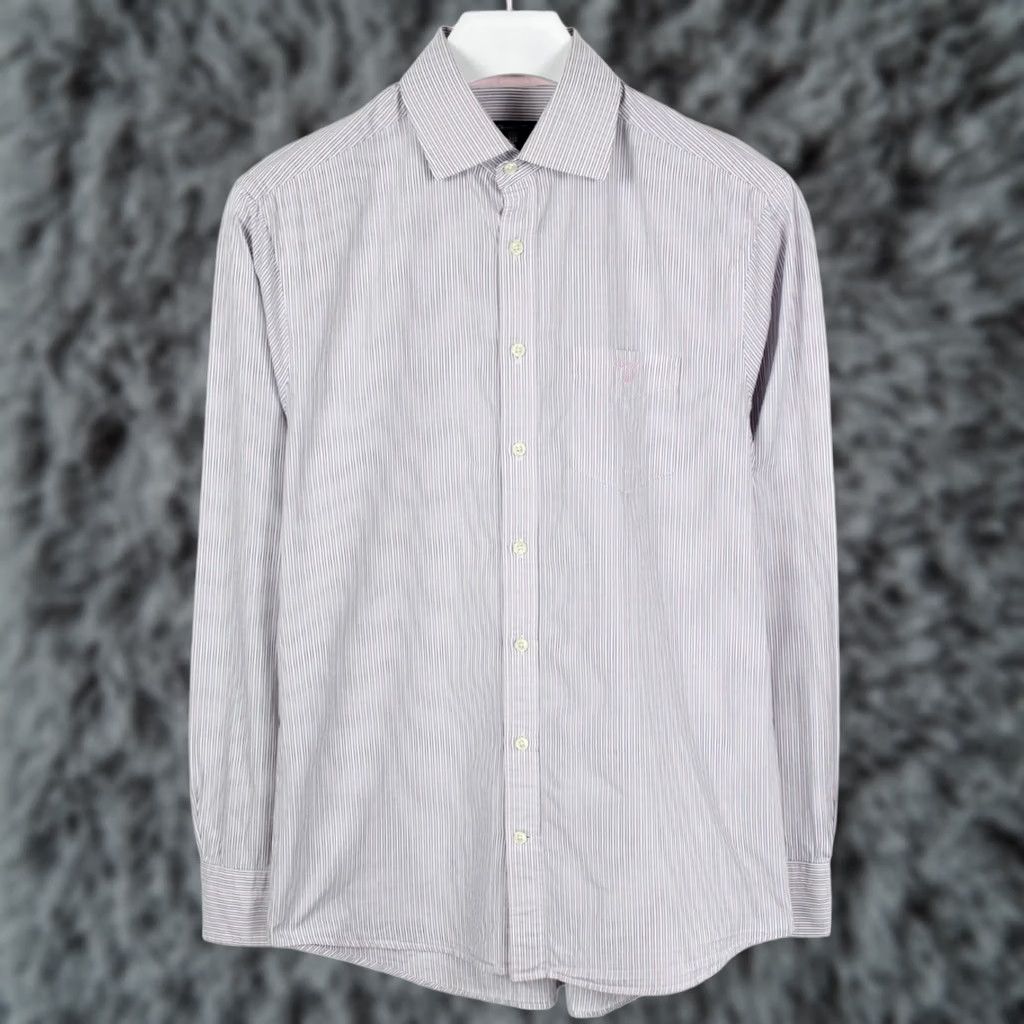 Gant GANT Regular Fit Shirt Mens MEDIUM Pinstriped Grey Pocket Logo Spread Button-Up Shirt Size US M / EU 48-50 / 2 - 1 Thumbnail