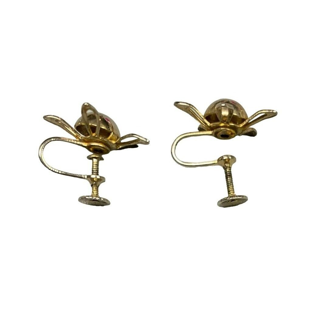 Other Vintage Gold-Tone Floral Screwback Earrings Size ONE SIZE - 3 Thumbnail