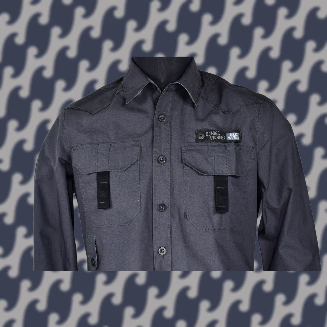 Energie VINTAGE Energie Shirt Mens L Gray Cotton Long Sleeve Button-Up Size US L / EU 52-54 / 3 - 1 Thumbnail