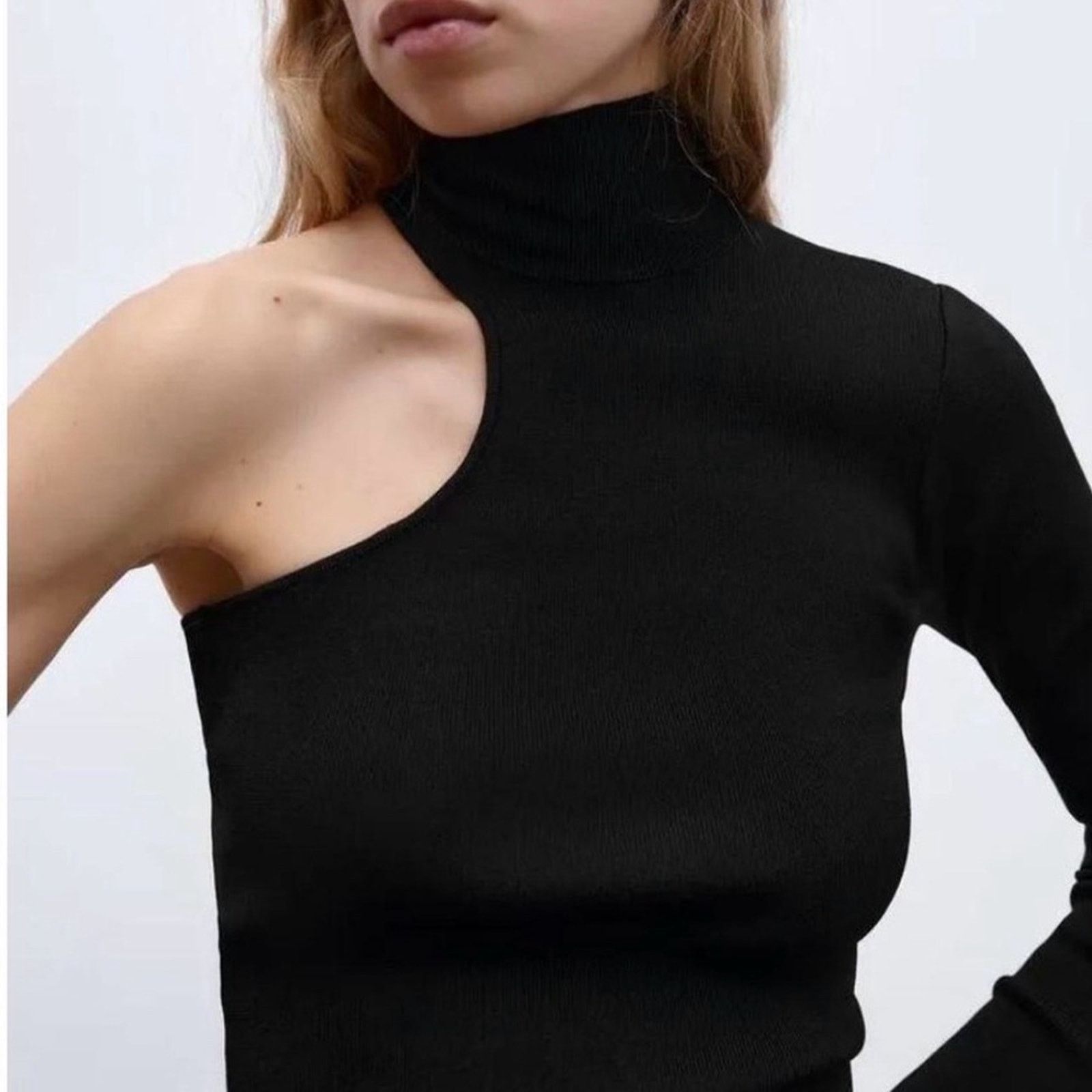 Zara Zara High Neck Ribbed Asymmetrical Long Sleeve Womens Small Size S / US 4 / IT 40 - 2 Thumbnail