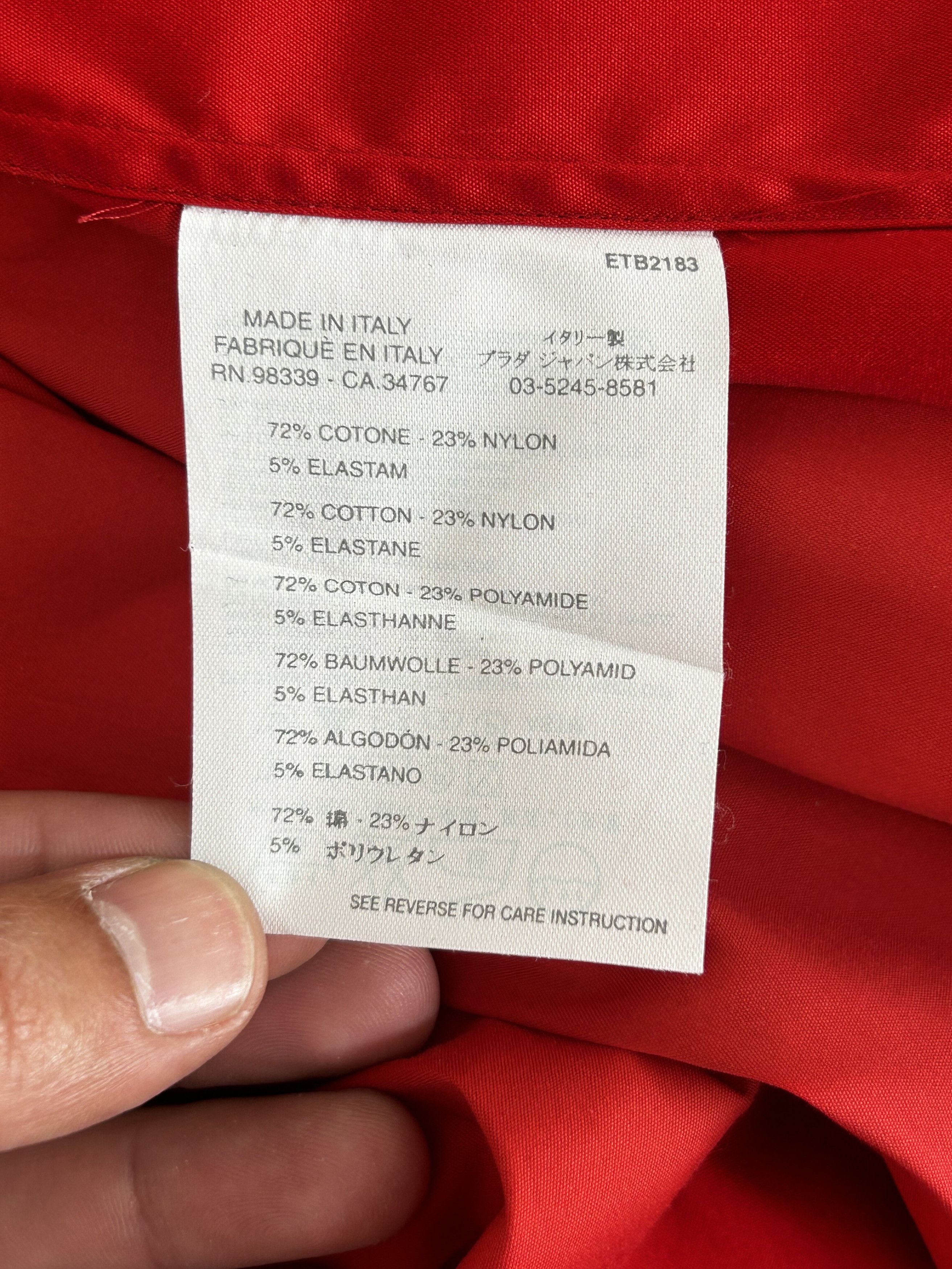 Prada PRADA RED POPELINE COTTON STRETCH DRESS SHIRT size 41 Size US L / EU 52-54 / 3 - 5 Thumbnail