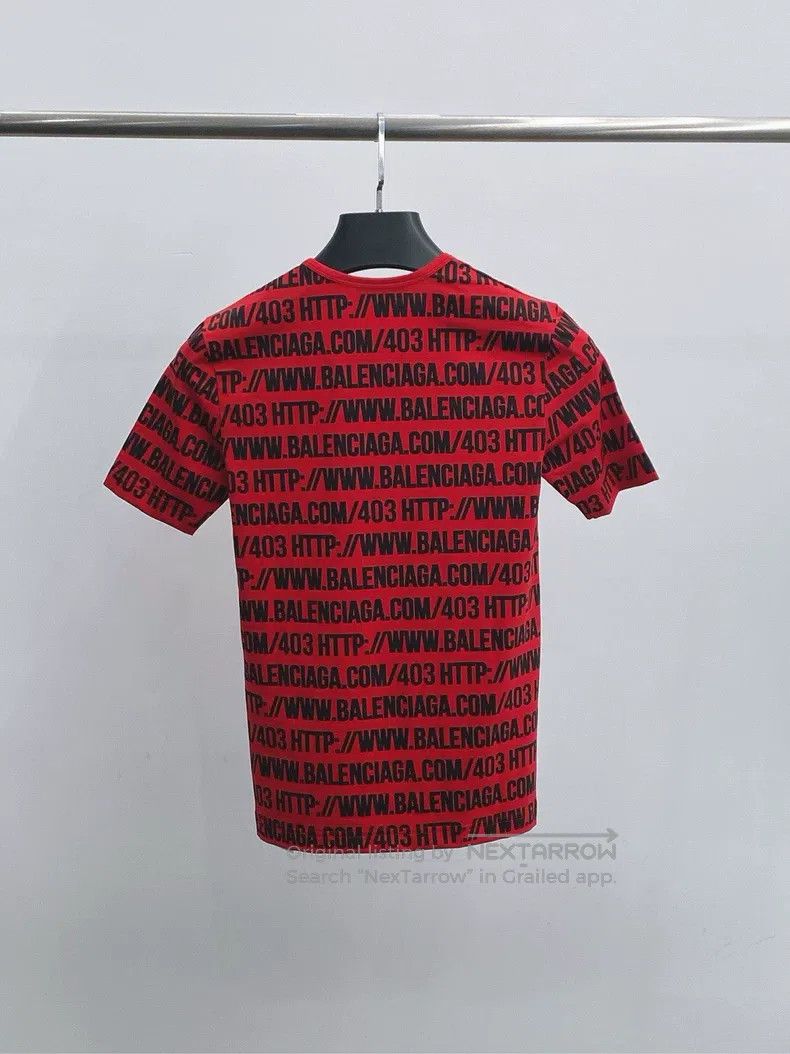 Balenciaga Balenciaga Red Full Print Logo Tight Short Sleeve Size US S / EU 44-46 / 1 - 2 Thumbnail
