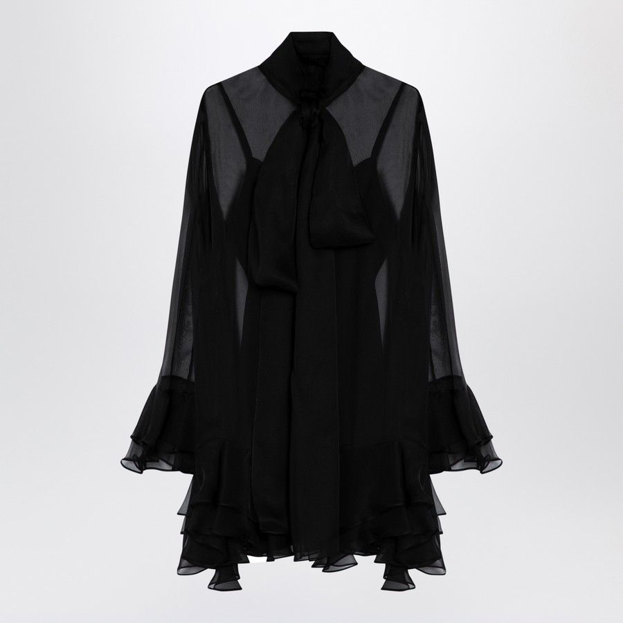 Valentino o1d2blof1024 Slik Dress in Black Size S / US 4 / IT 40 - 2 Thumbnail