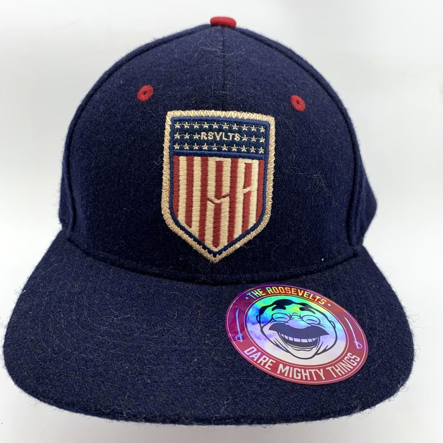 Vintage RSVLTS Hat Cap Snap Back Mens Blue Sloped Crown USA Shield One Size Patriotic Size ONE SIZE - 2 Thumbnail
