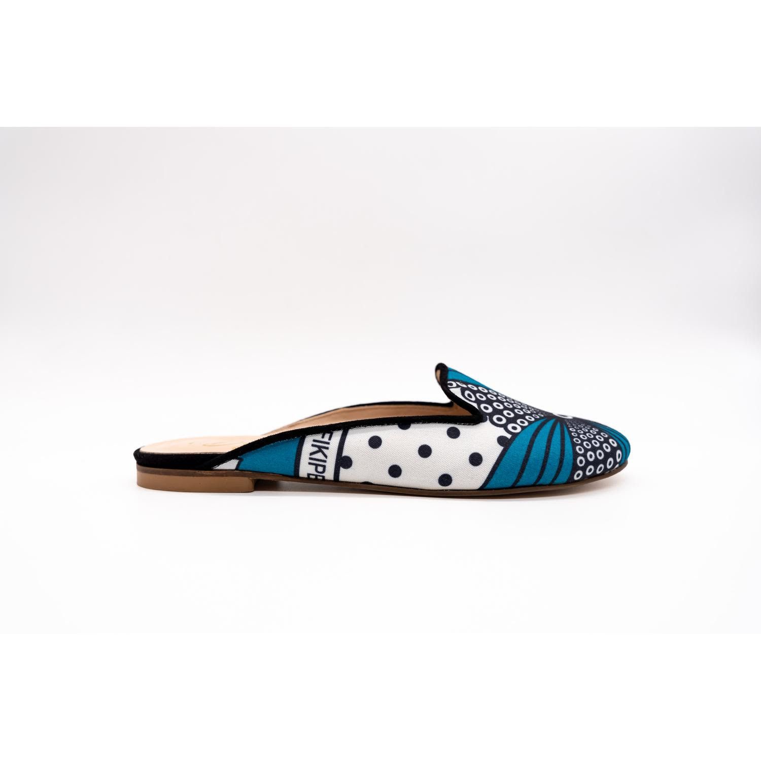 BIZU Chic Mule, Slip on - White & Blue, Made In Italy, Zawadi Size US 8.5 / IT 38.5 - 5 Thumbnail