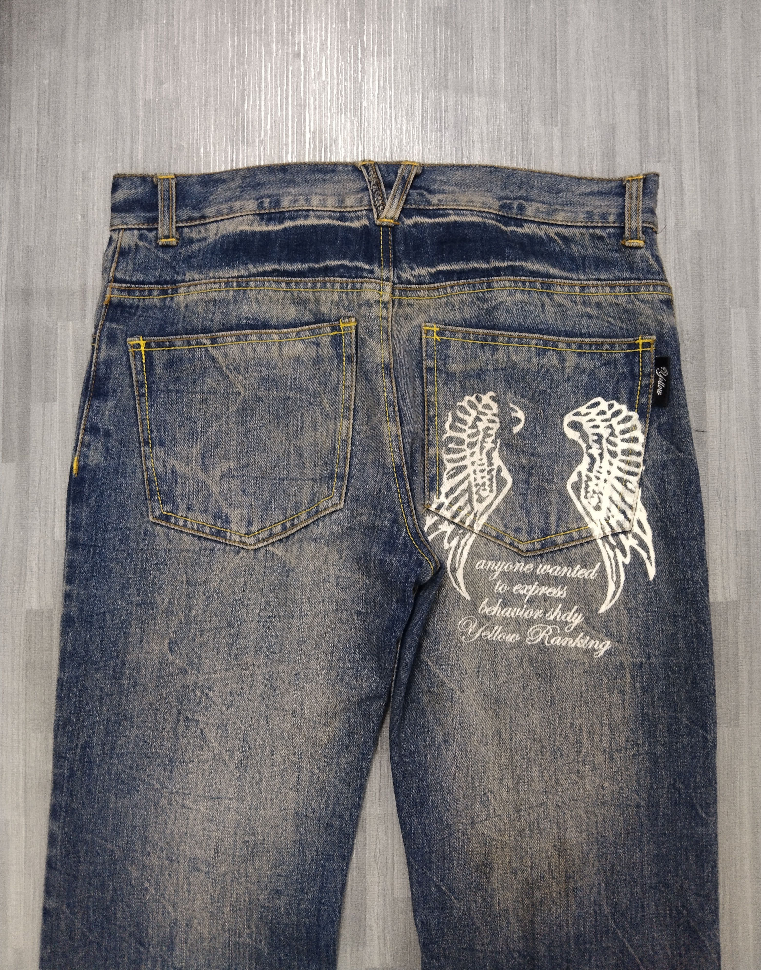 Other FLARE SICK WING DEVIL YELLOW RANKING DENIM PANTS Size US 29 - 6 Thumbnail