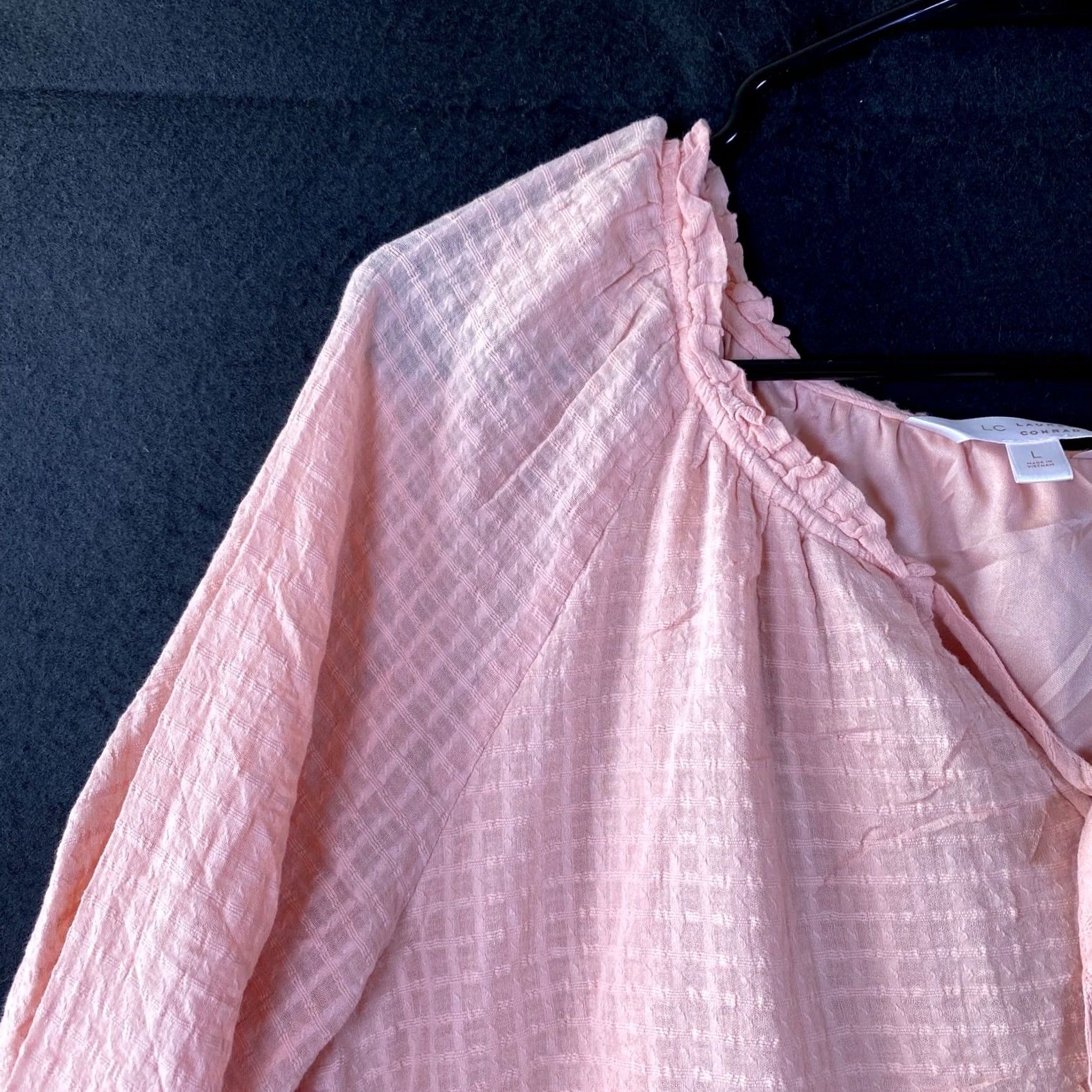 Lauren Conrad Lauren Conrad Blouse Womens Blush Pink Checkered Lined Long Sleeve Boho Casual Workwear Shirt L Size L / US 10 / IT 46 - 4 Thumbnail
