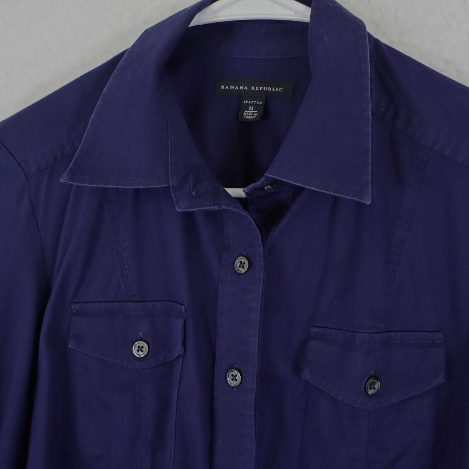 Banana Republic Banana Republic Stretch Blue Medium Collared Button Front Sh Size M / US 6-8 / IT 42-44 - 4 Thumbnail