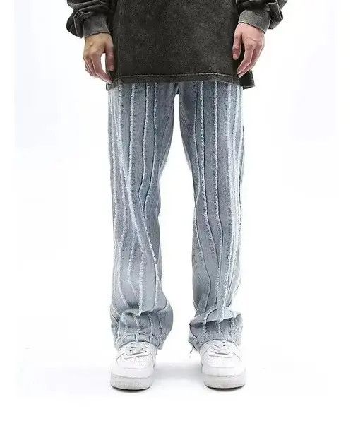 Jean Striped Baggy Flared Wide Leg Jeans y2k retro Size US 32 / EU 48 - 1 Thumbnail