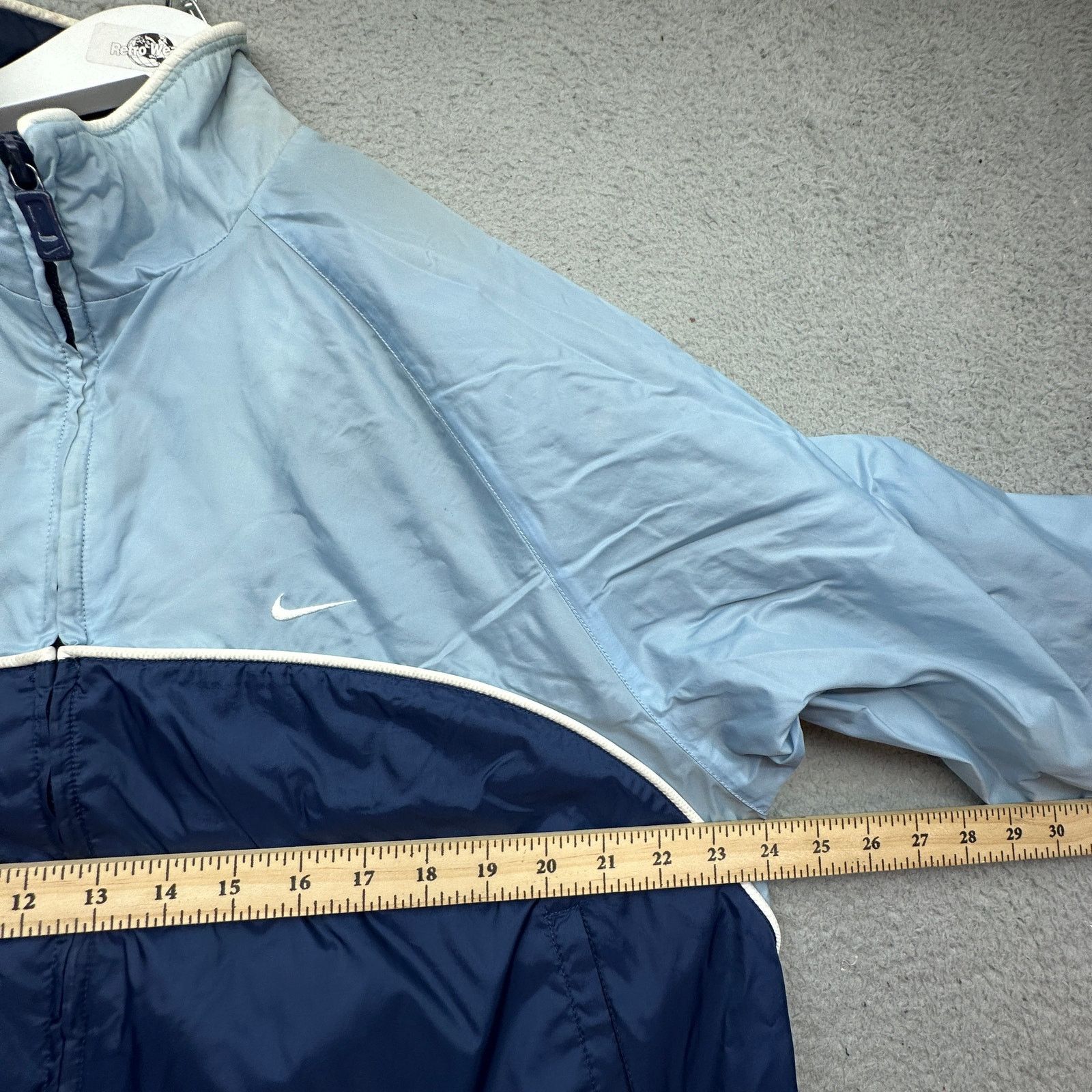 Nike VTG Nike Windbreaker Jacket Womens Large Baby Blue Navy Size L / US 10 / IT 46 - 5 Thumbnail