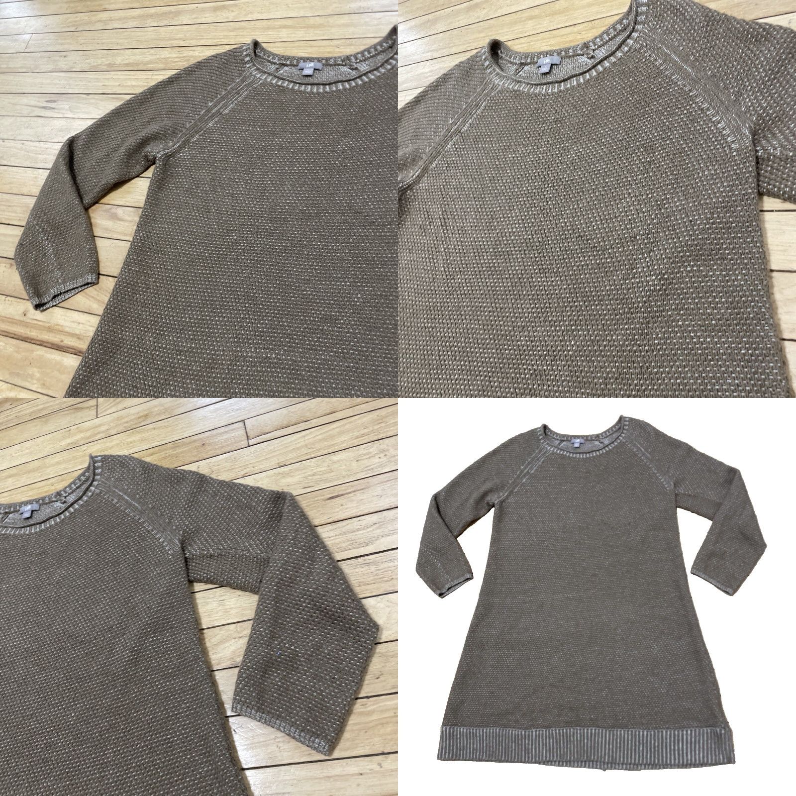 J. Jill J. Jill Womens Sweater Dress Wool Blend Brown Knit Boat Neck Raglan Sleeve L Size L / US 10 / IT 46 - 10 Thumbnail