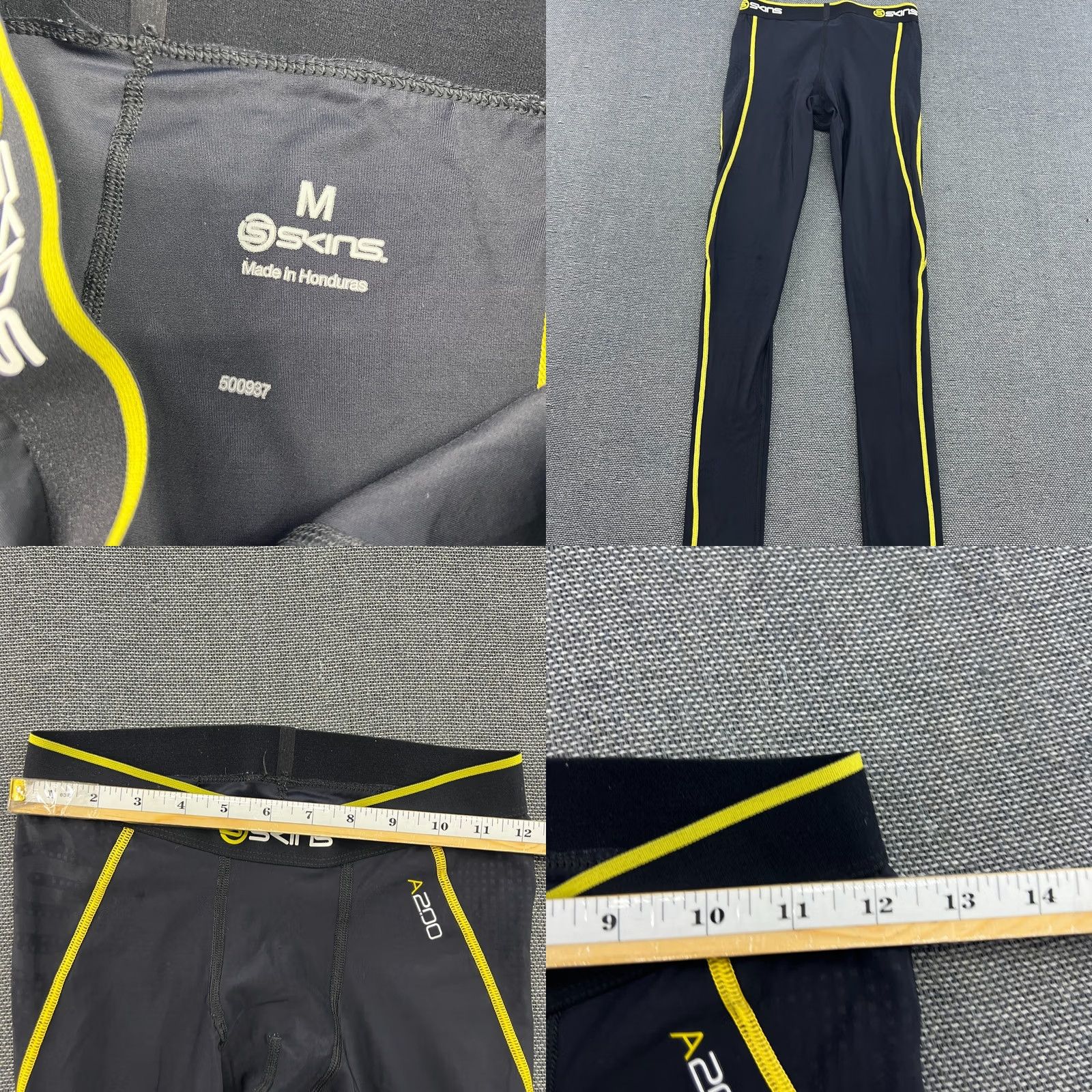 Vintage Skins A200 Mens Compression Pants Medium Black Sport Spandex Tights Athletic Size US 31 - 8 Thumbnail