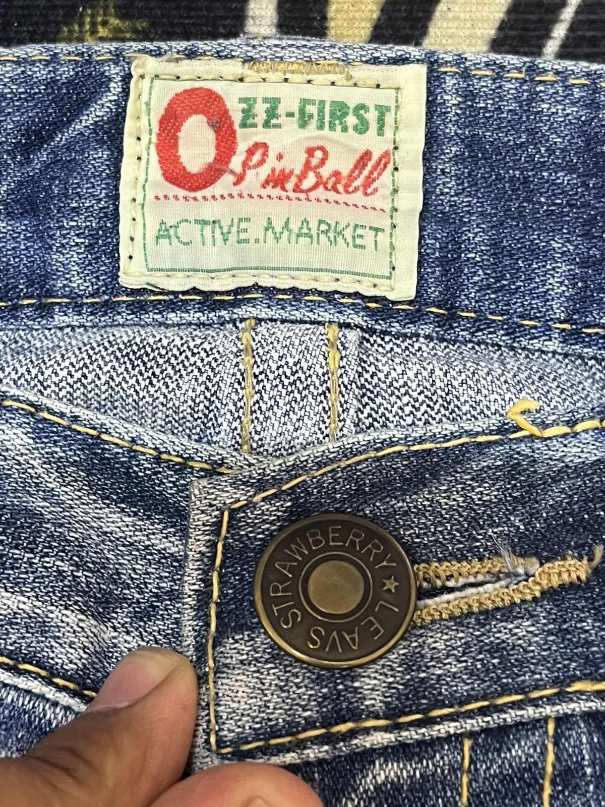 Japanese Brand × POST ARCHIVE FACTION (PAF) Vintage Leavs Strawberry Flare Faded Whiskers Grunge Denim Size US 31 - 8 Thumbnail