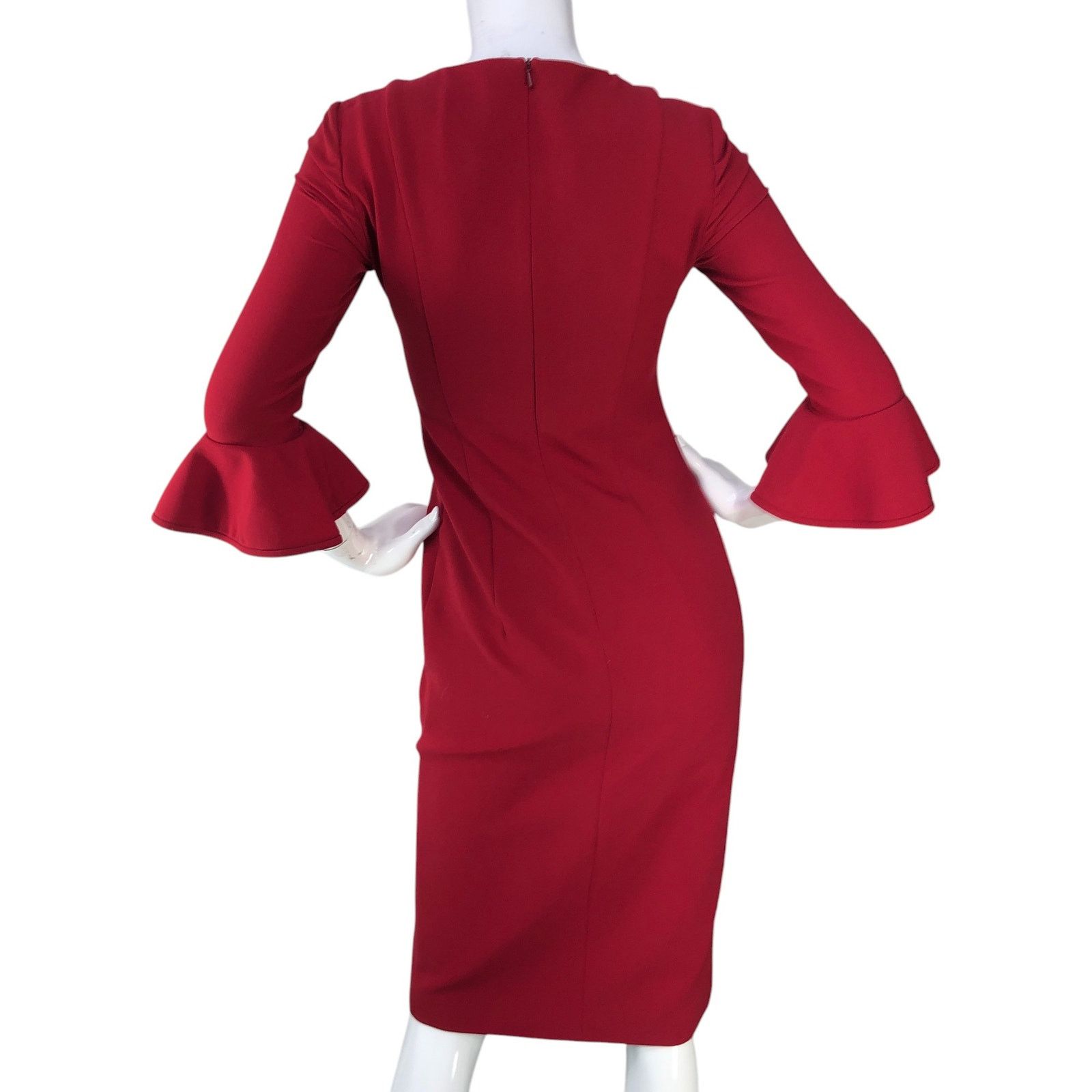 Black Halo Black Halo Eve Size 0 Dress Sheath Key Hole Flare Sleeve Red Size XXS / US 00 / IT 34 - 8 Thumbnail