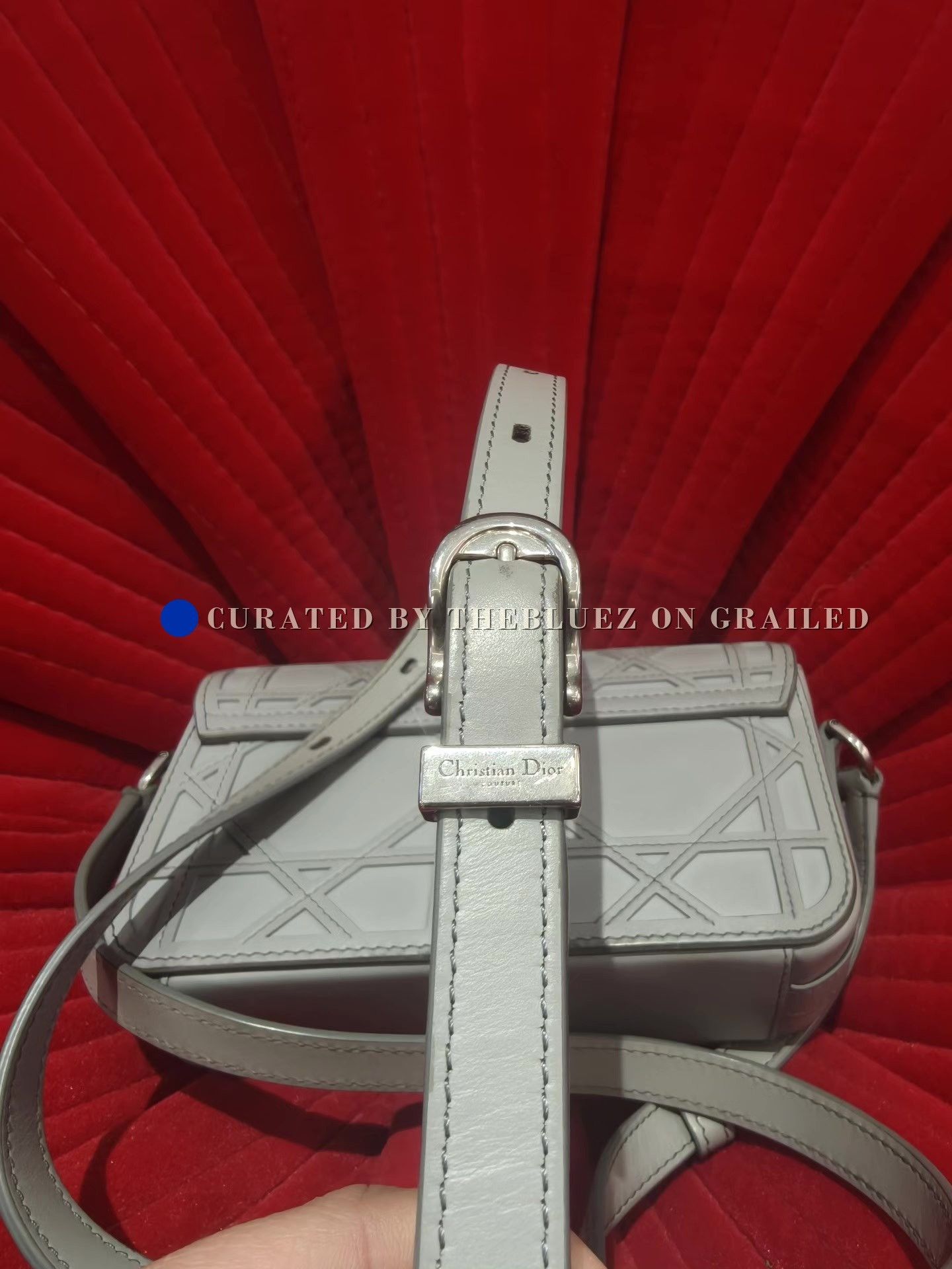 Dior Small Gray Dior Leather Messenger Bag Size ONE SIZE - 3 Thumbnail