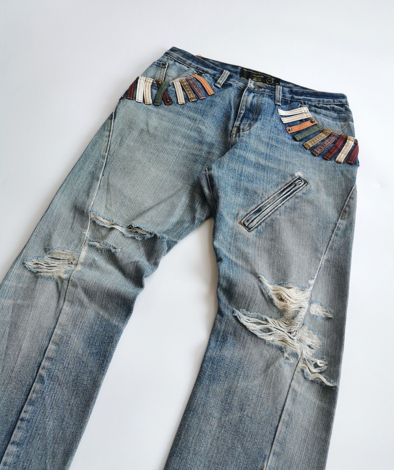 14th Addiction BreathMint Zipper Thrashed Distressed Jeans Size US 31 - 1 Thumbnail