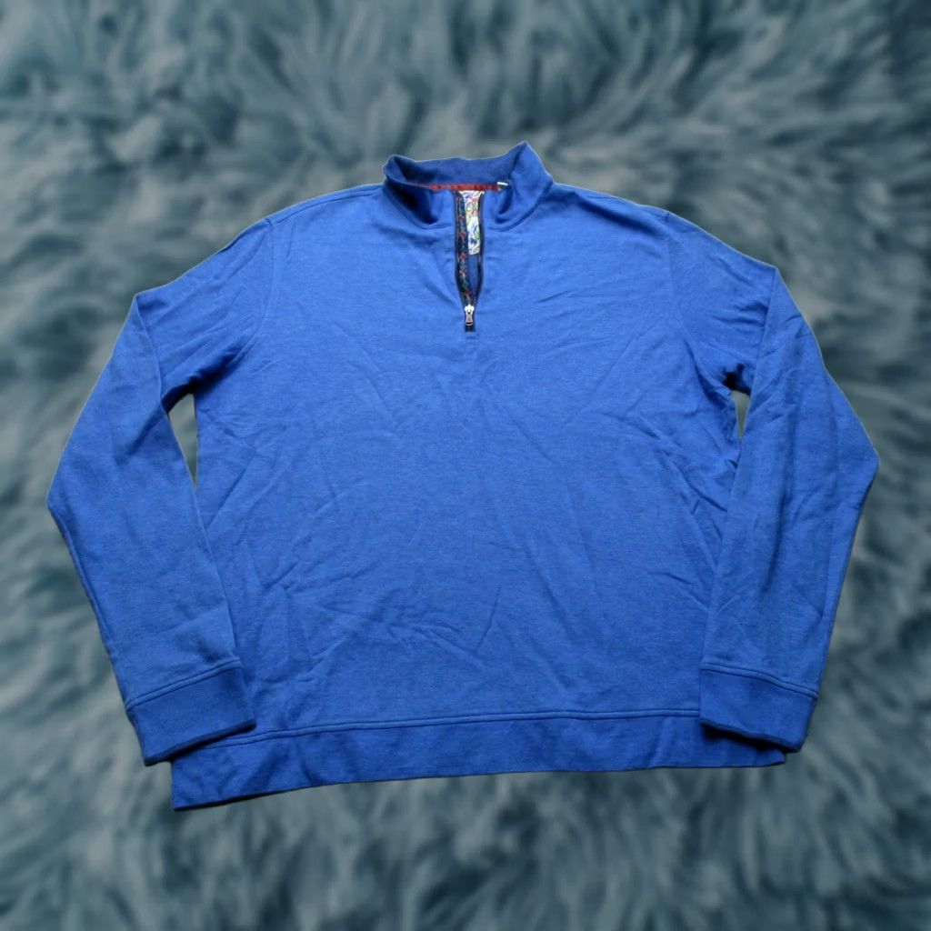 Robert Graham Robert Graham Sweater Mens XL Blue Classic Fit Quarter Zip Pullover Cotton Size US XL / EU 56 / 4 - 1 Thumbnail