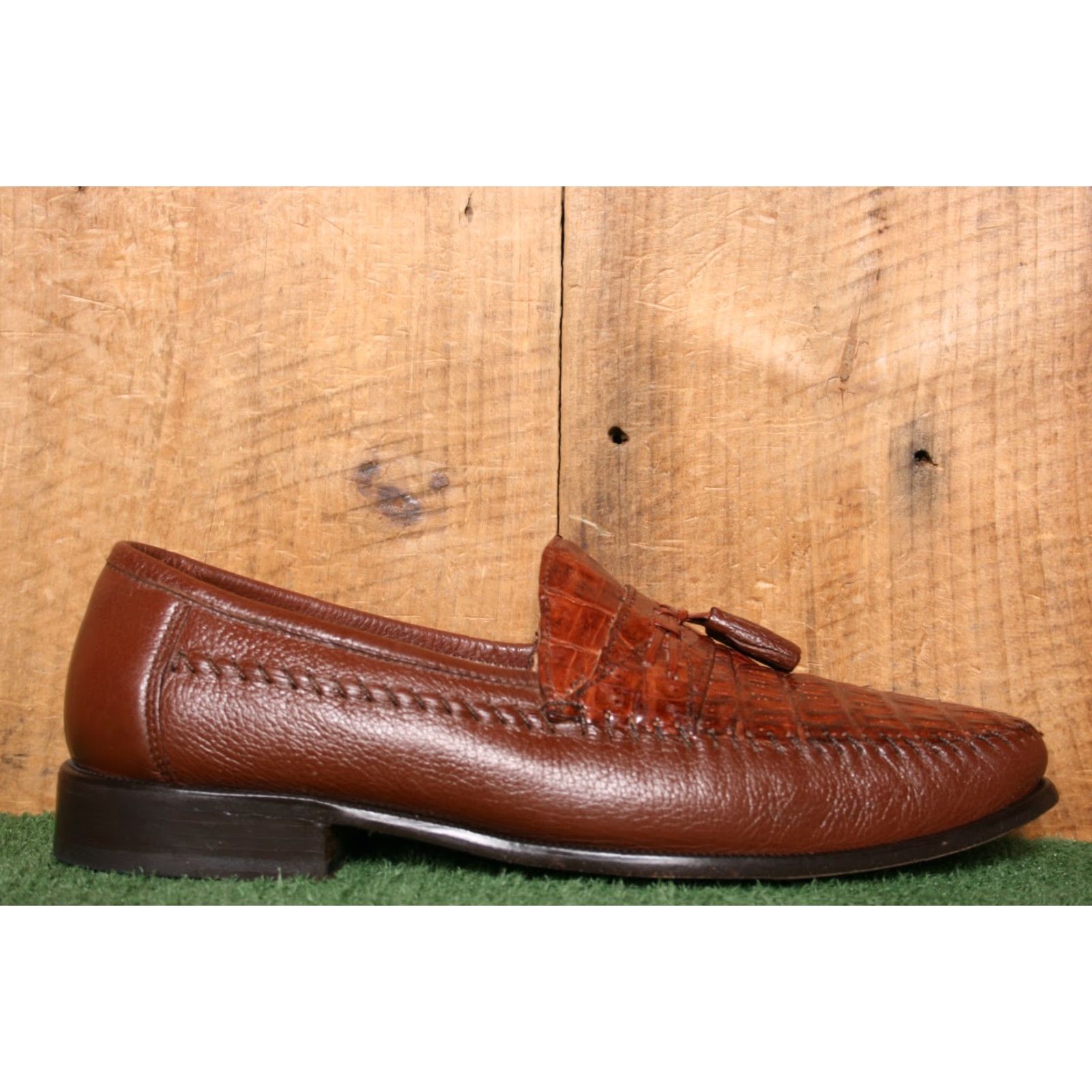 Vintage Brass Boot Dress Loafer M Slip On Cognac Leather Tassel Brown 13M Men Shoes Size US 13 / EU 46 - 2 Thumbnail