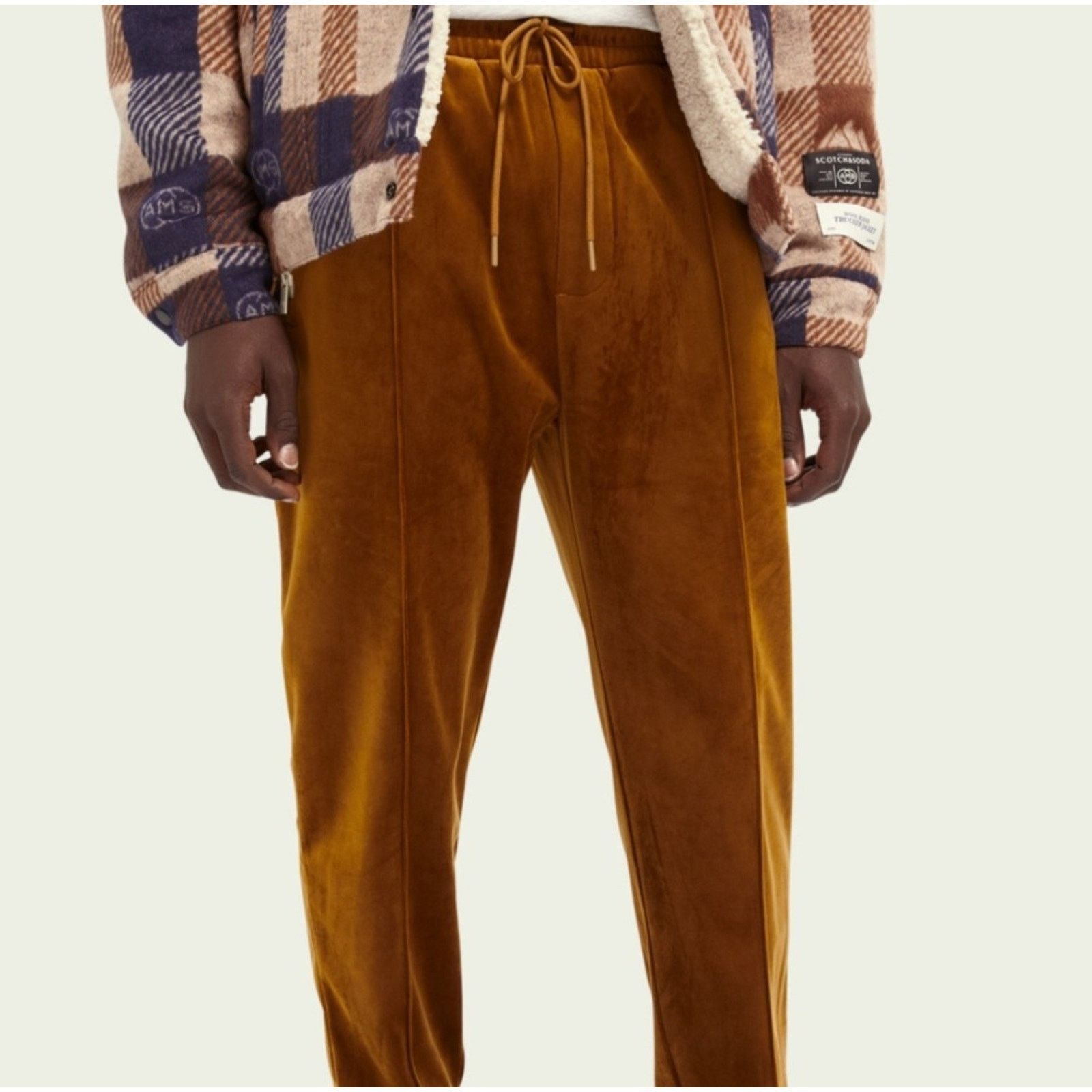 Scotch & Soda SCOTCH & SODA Velour Elastic Track Pants Drawstring Gold M Size 30" / US 8 / IT 44 - 2 Thumbnail