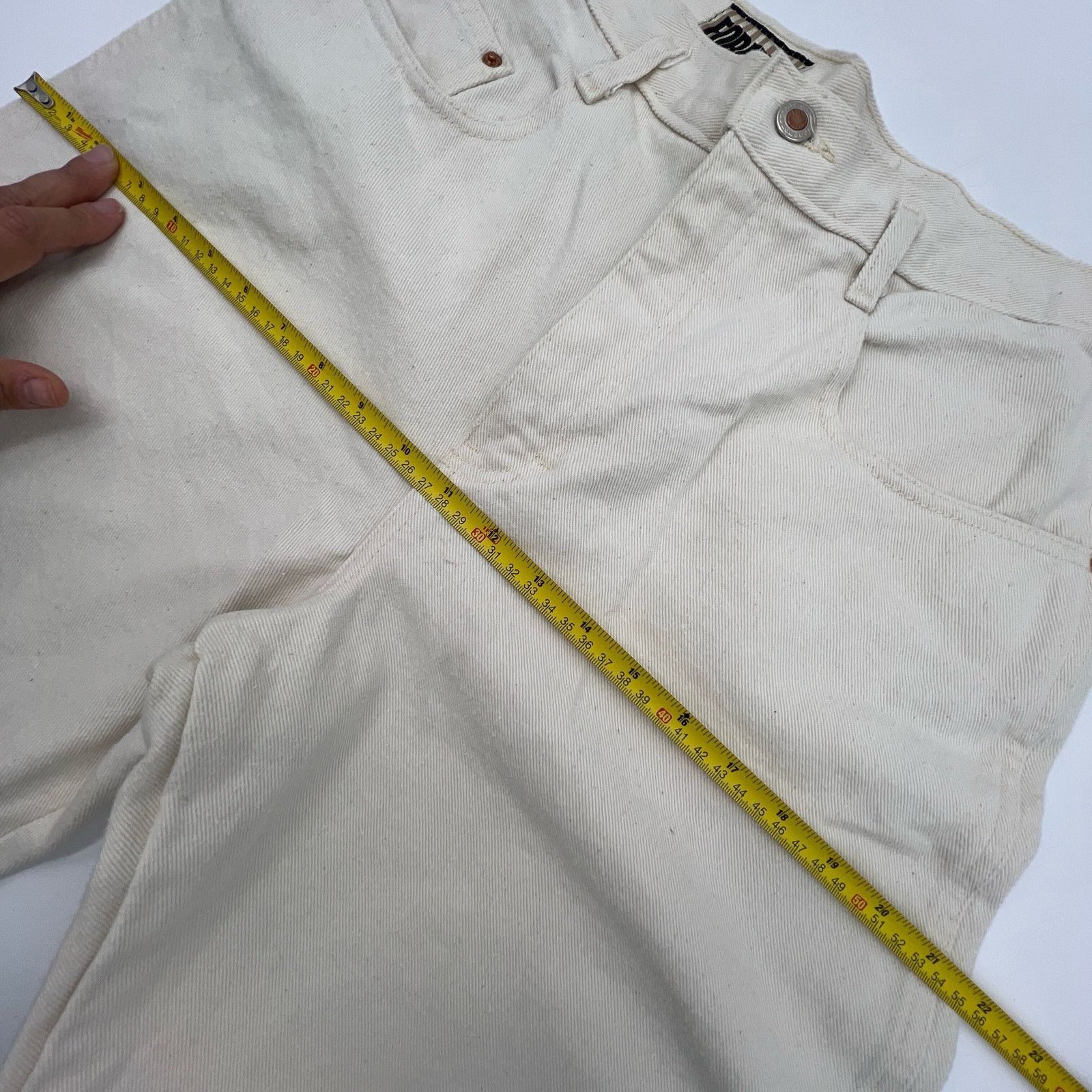 Vintage Vintage Forenza Ivory Denim Jeans Tapered Leg High Waisted Size 34" / US 12 / IT 48 - 4 Thumbnail