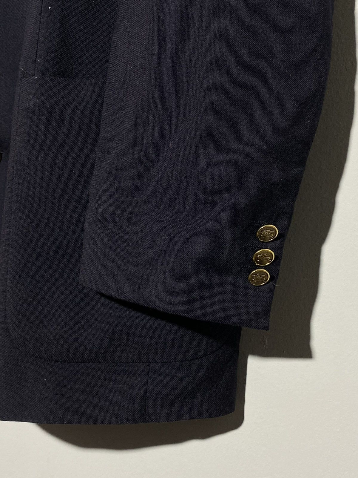 Burberry Vintage 90s Burberrys Blazer Jacket With Gold Logo Button Size 50R - 8 Thumbnail