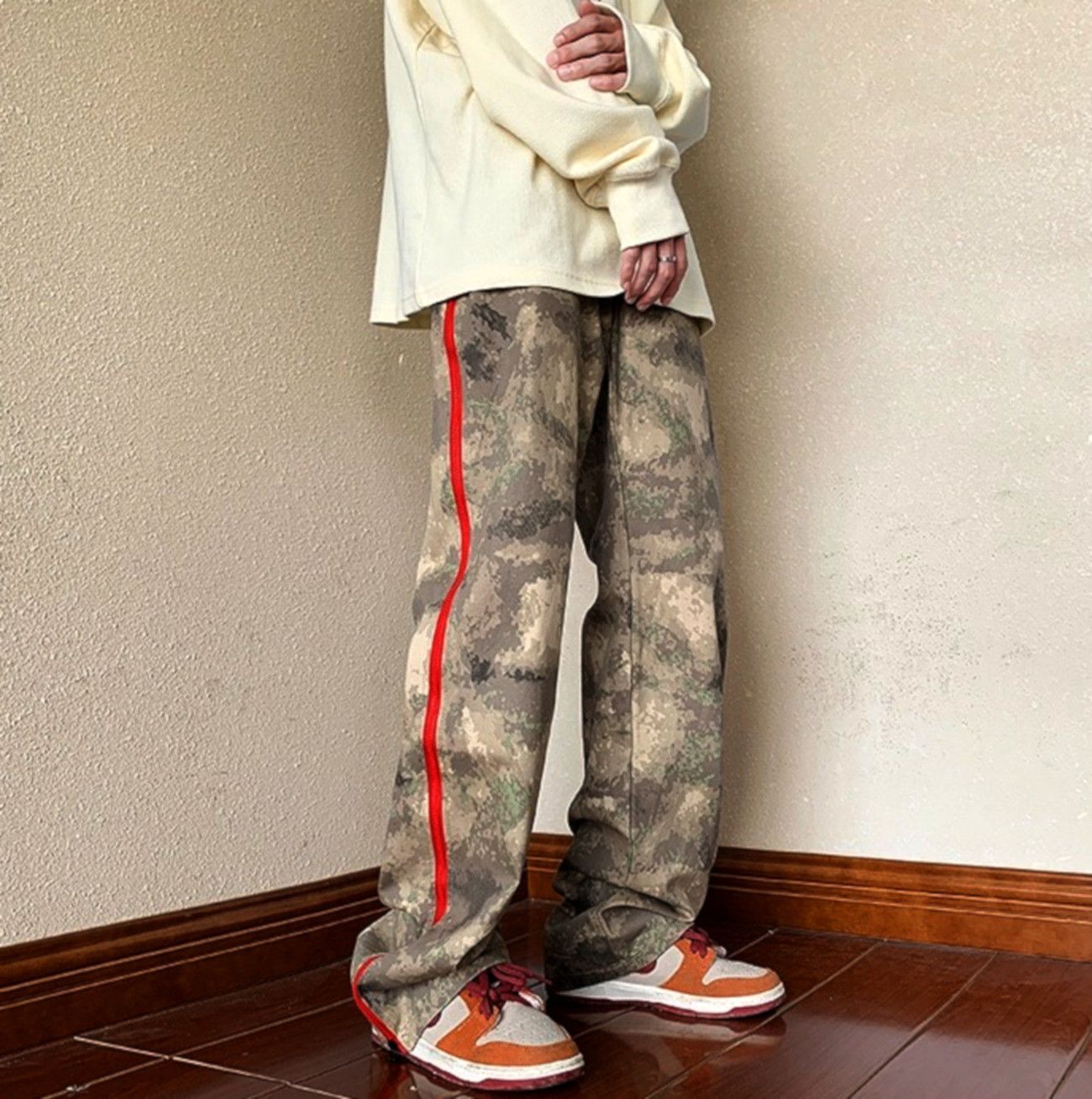 Designer × Japanese Brand × Vintage Vintage Punk Zippers Red Stripe Abstract Washed Pants Rave Size US 31 - 1 Thumbnail