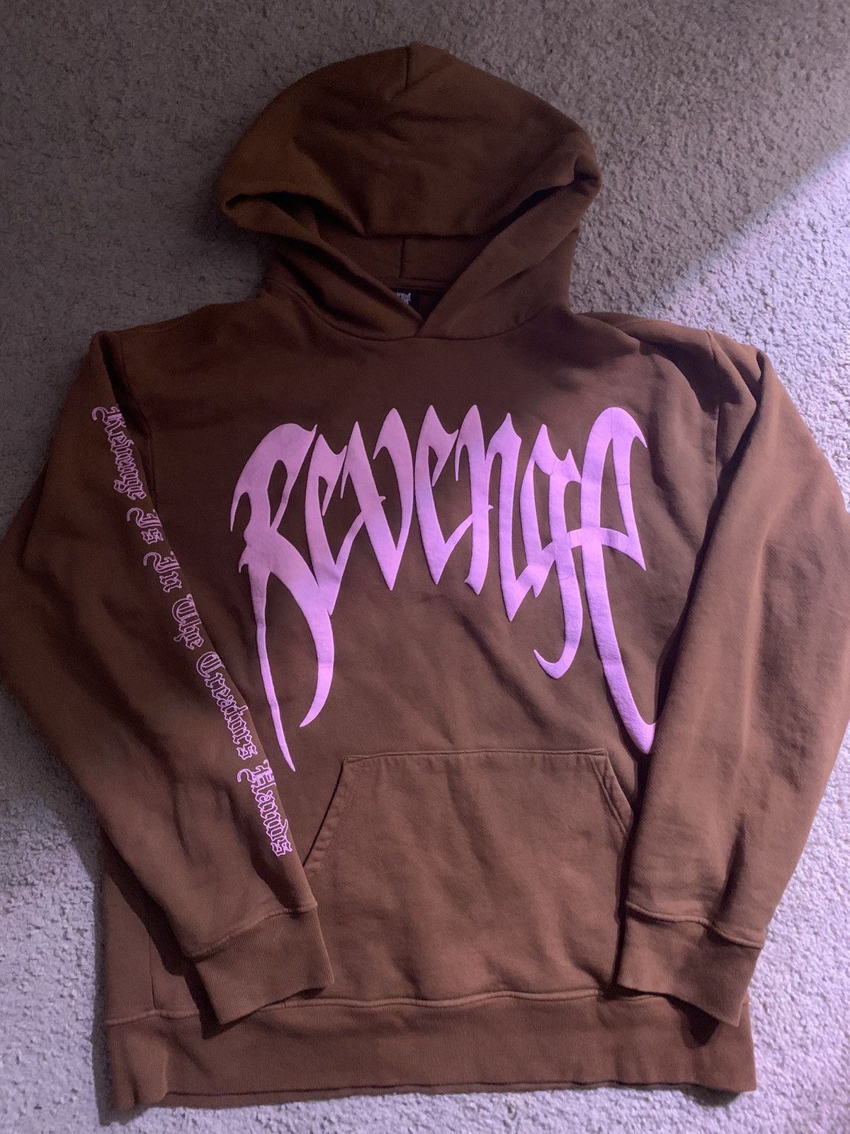 image of Brown/pink Revenge Hoodie, Men's (Size Large)