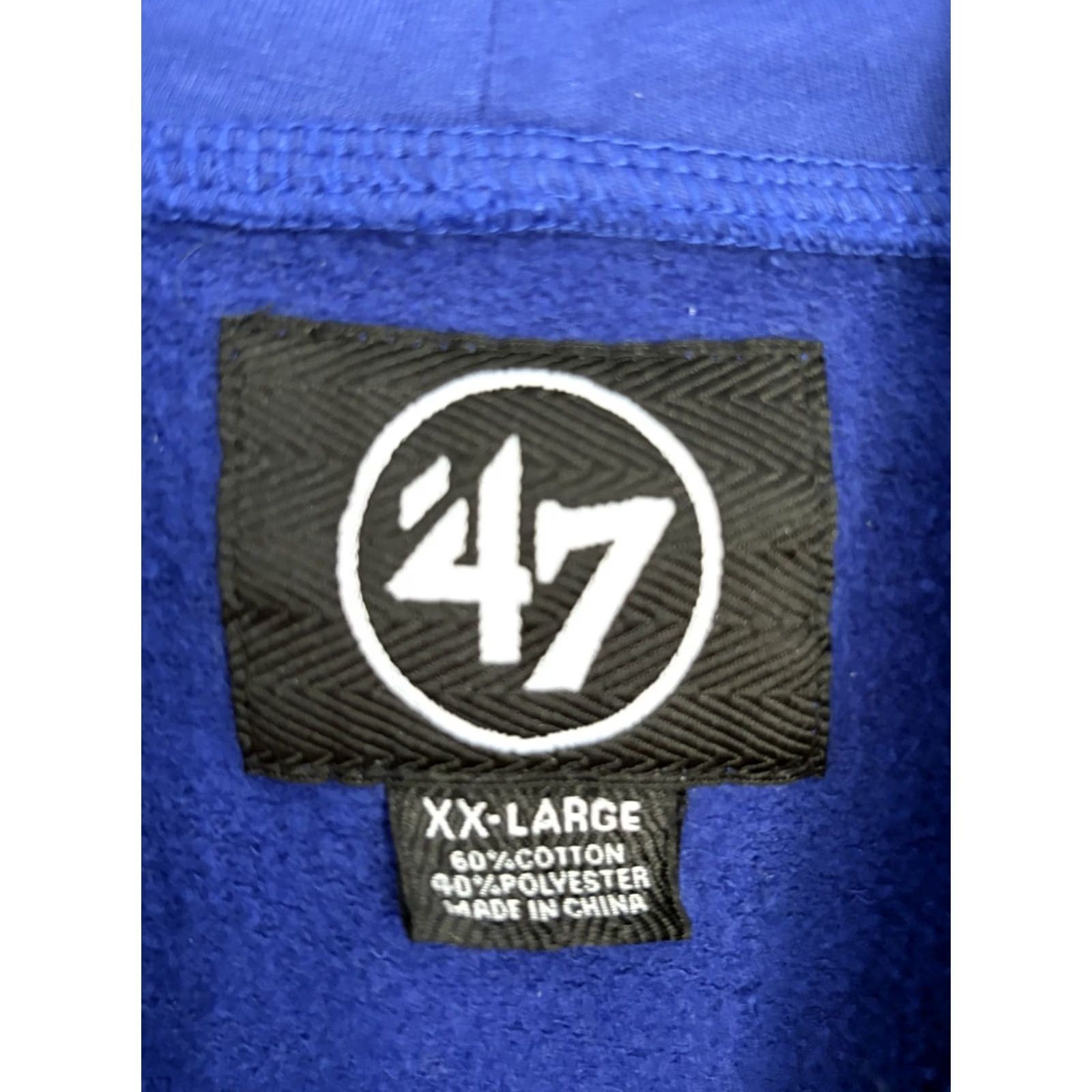J Brand 47' Patriots Pullover Hoodie Sweatshirt 2XL Men Blue Cotton Logo Graphic Print Football Fall Hooded Pullover Reg Large Size US XXL / EU 58 / 5 - 5 Thumbnail