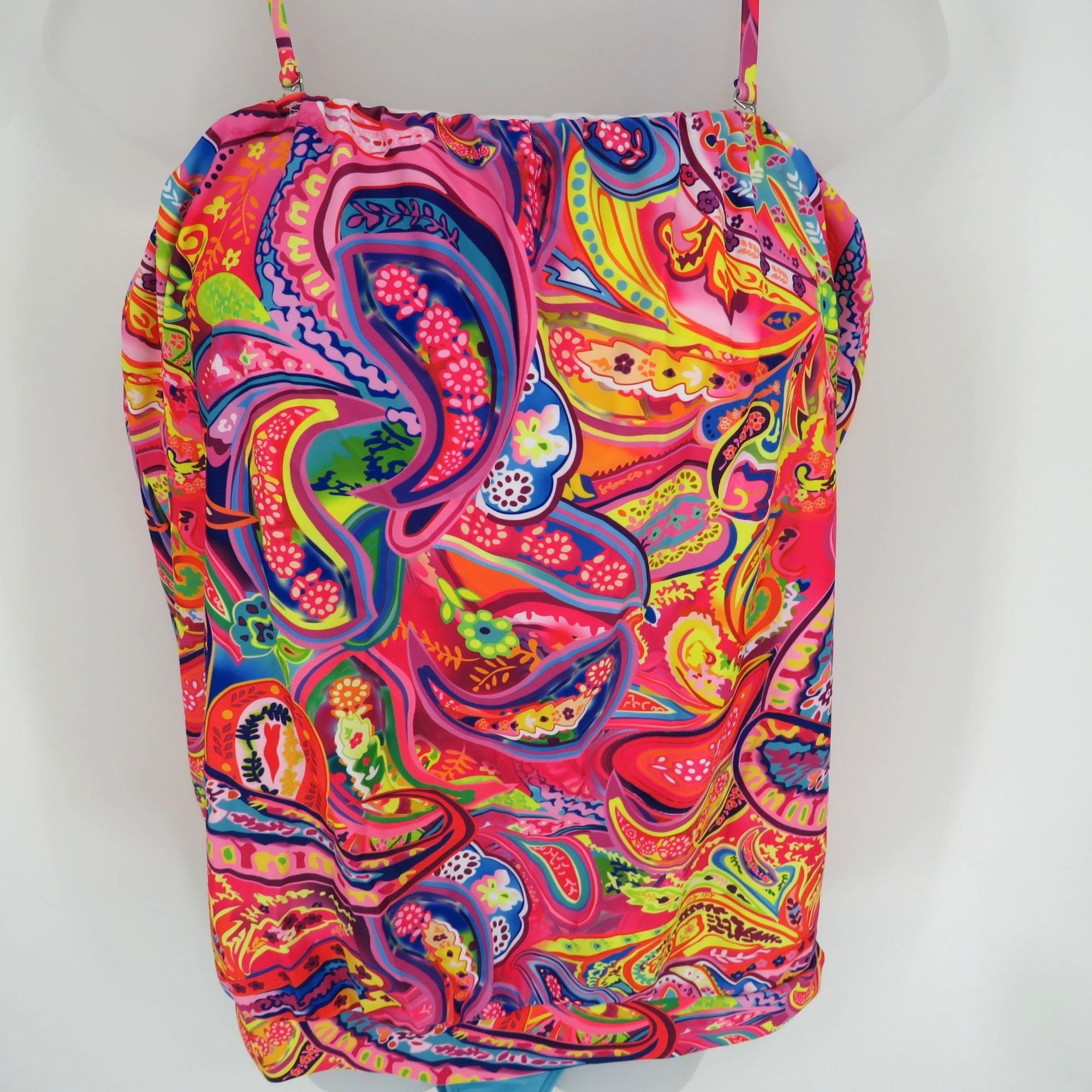 Other Two-Piece Womens Tankini Swimsuit Paisley Adjustable Straps Size L / US 10 / IT 46 - 2 Thumbnail