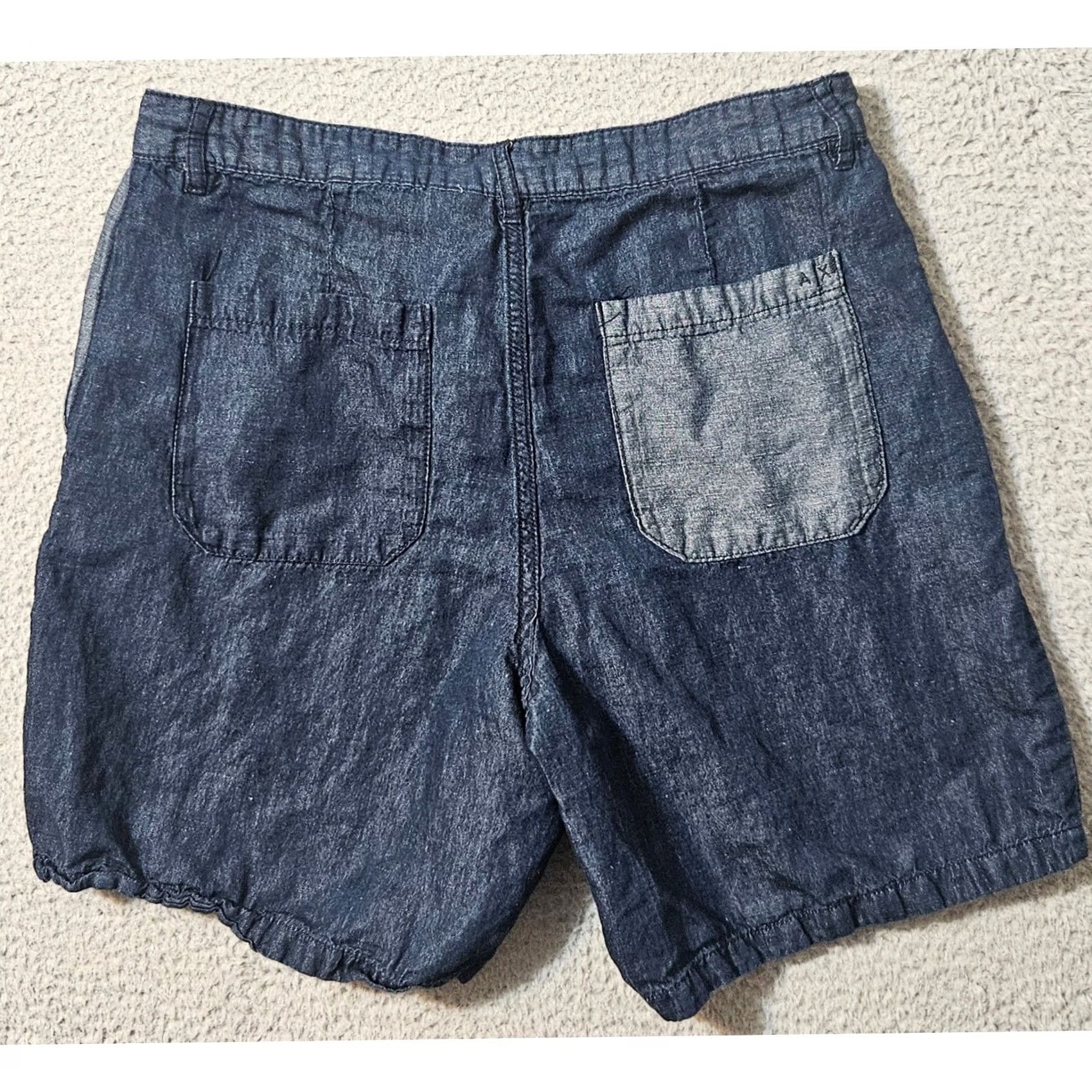 Armani Exchange Armani Exchange A|X Shorts Mens 33 Bermuda Dark Blue Chambray Cotton Linen Size US 33 - 2 Thumbnail