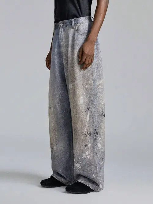 Jean Aikawa x Fuka Washed Painted Jeans Fashion Wide Leg Size US 32 / EU 48 - 4 Thumbnail