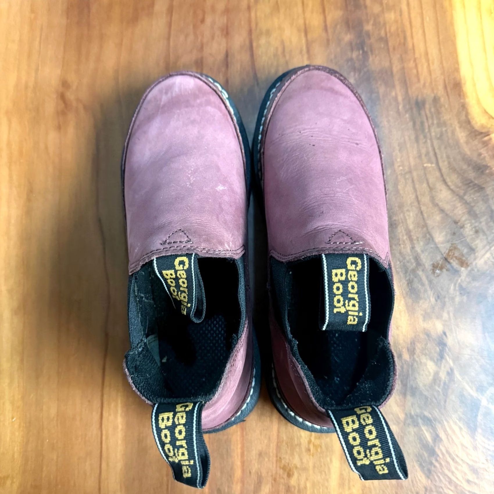 Vintage Georgia Boot Women's 3" Romeo Ankle Boots 7.5 Purple Leather Slip On Bootie B Round Toe Leather Outsole Suede Lining Winter Fall Spring Casual Shoes Size US 9 / IT 39 - 5 Thumbnail