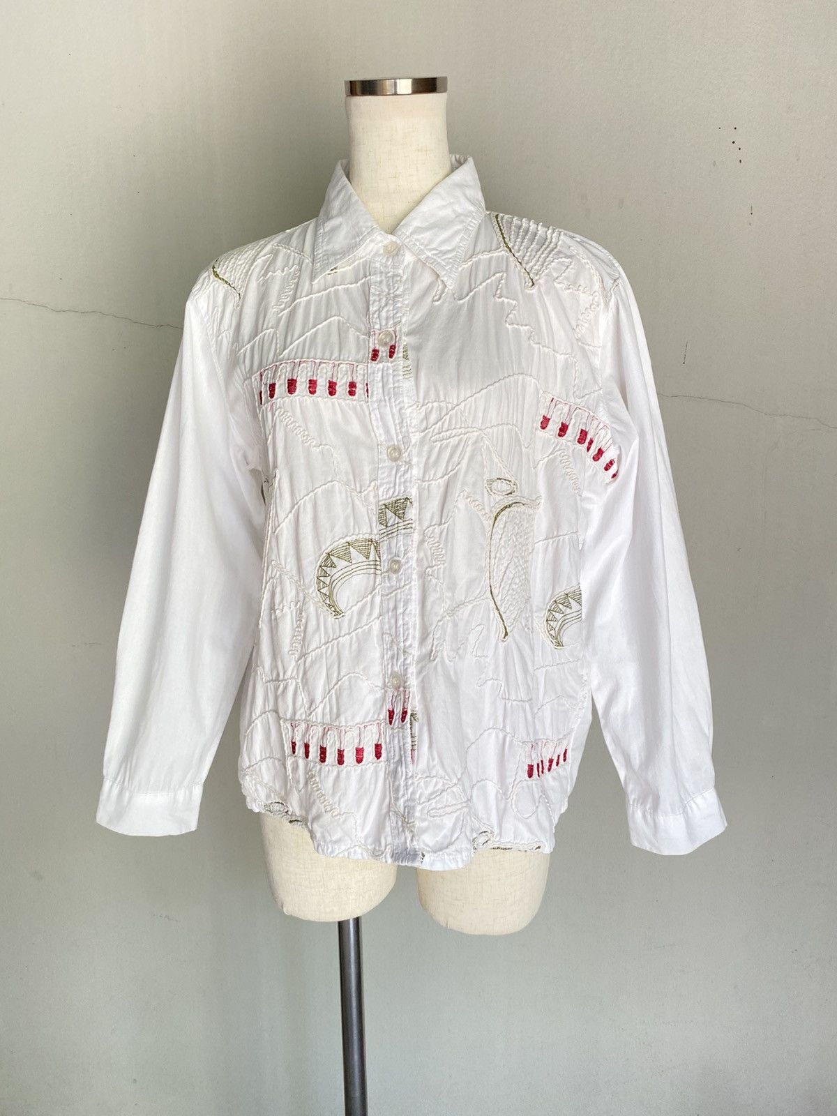 Japanese Brand OH. Castle White Embroidered Long-Sleeve Shirt Size M / US 6-8 / IT 42-44 - 9 Thumbnail