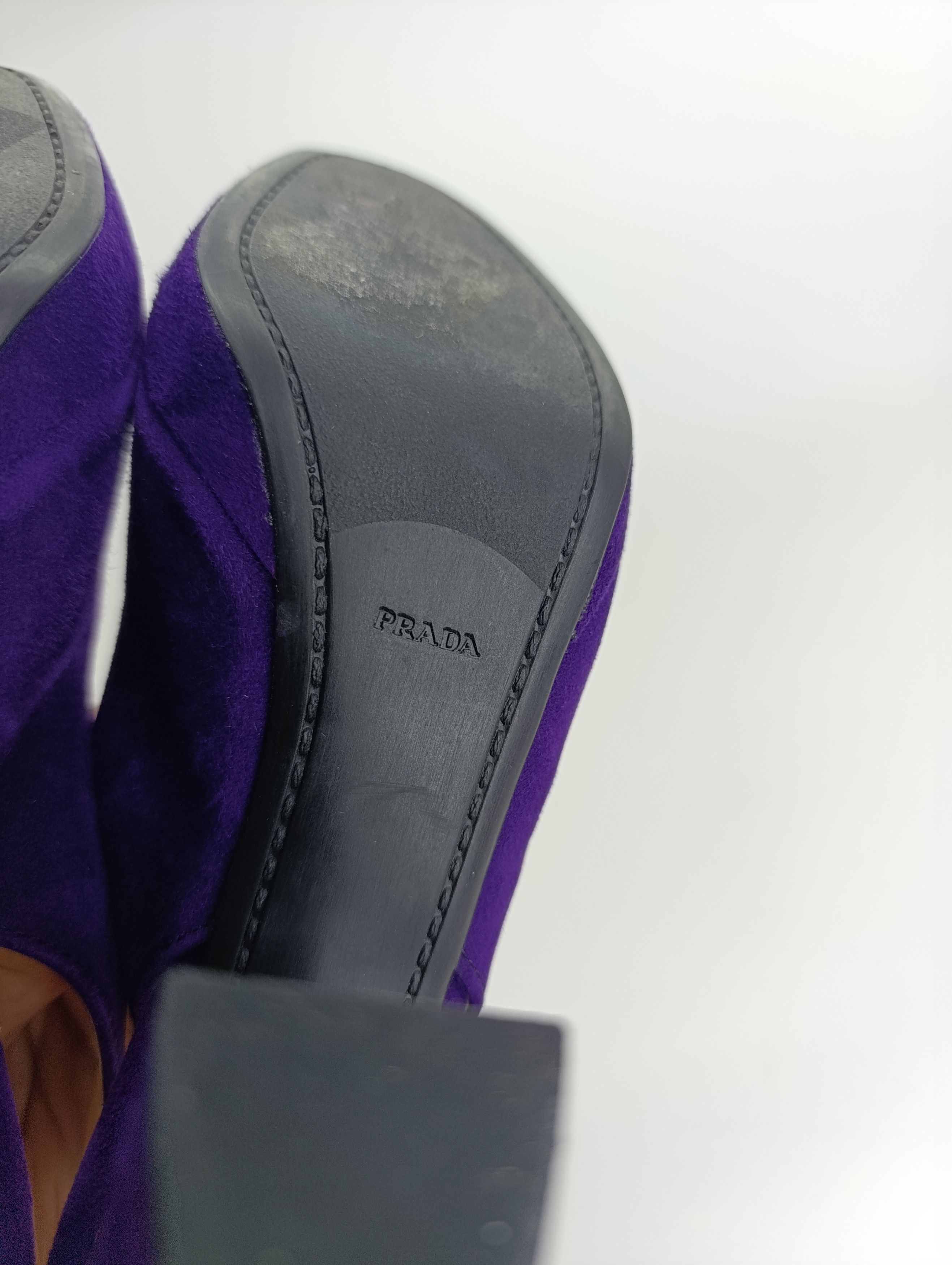 Prada PRADA BARHAT SANDALS HEELS PURPLE RED TAB Size US 7 / IT 37 - 16 Thumbnail