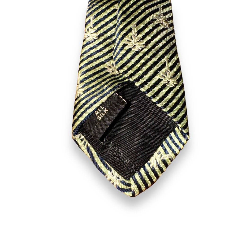 Other Yapre’ Green & White Stripe Handmade Silk Tie Size ONE SIZE - 7 Thumbnail
