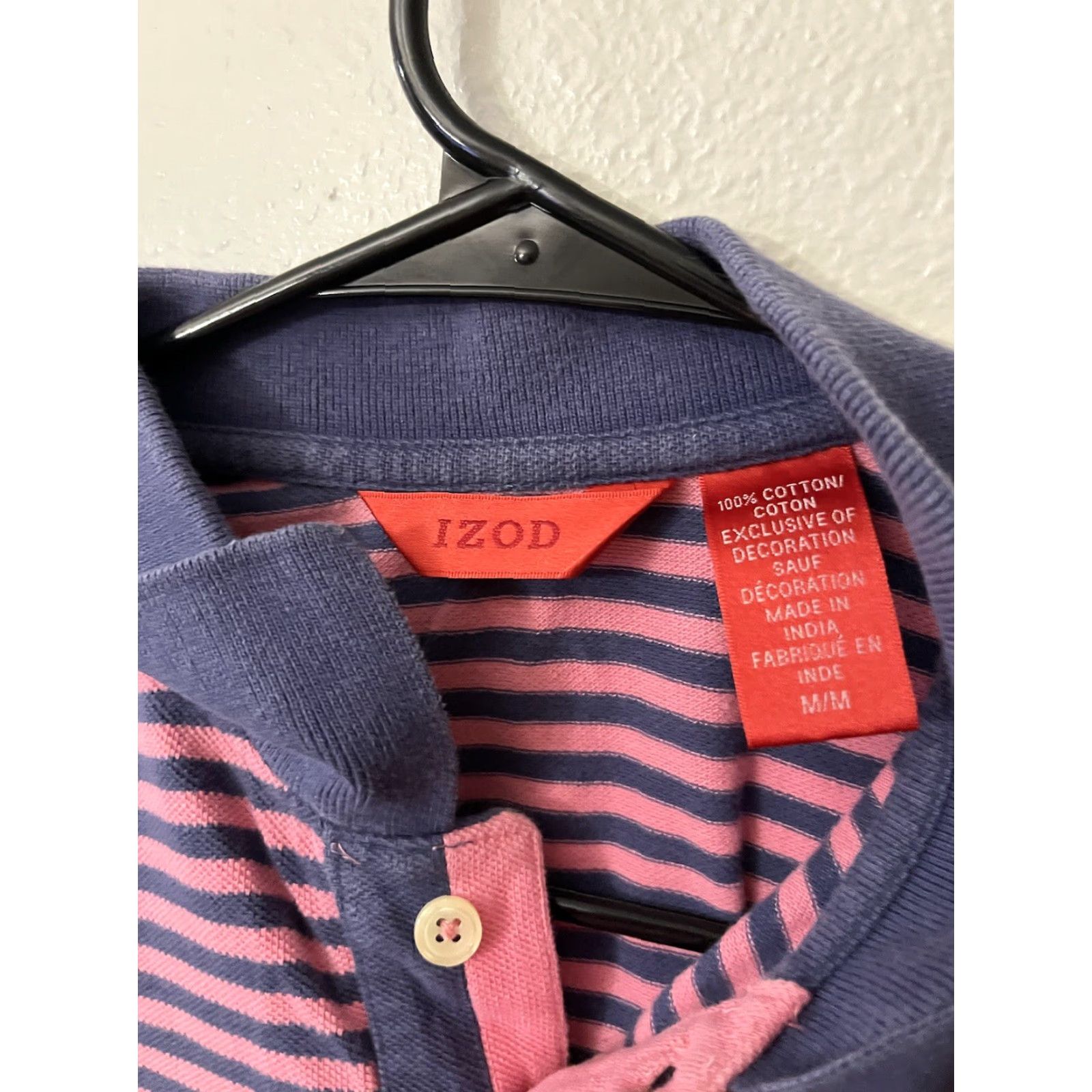 Izod IZOD Shirt Golf Polo Medium Pink Striped Wash Casual Mens Size US M / EU 48-50 / 2 - 3 Thumbnail