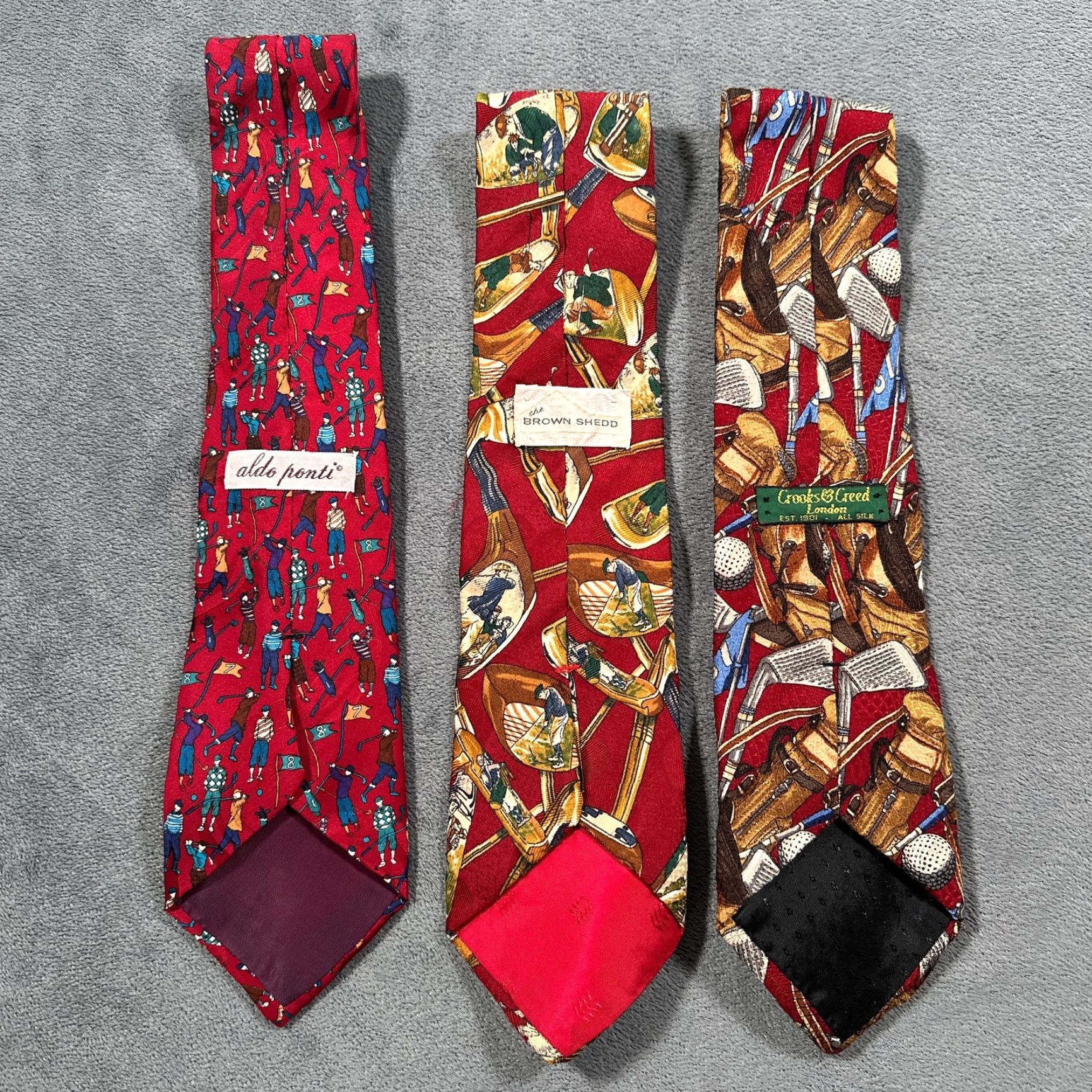 Aldo Vintage Golf Silk Tie Lot Aldo Ponti Crooks & Creed 90s Men One Size Red Geometric Sports Size ONE SIZE - 5 Thumbnail