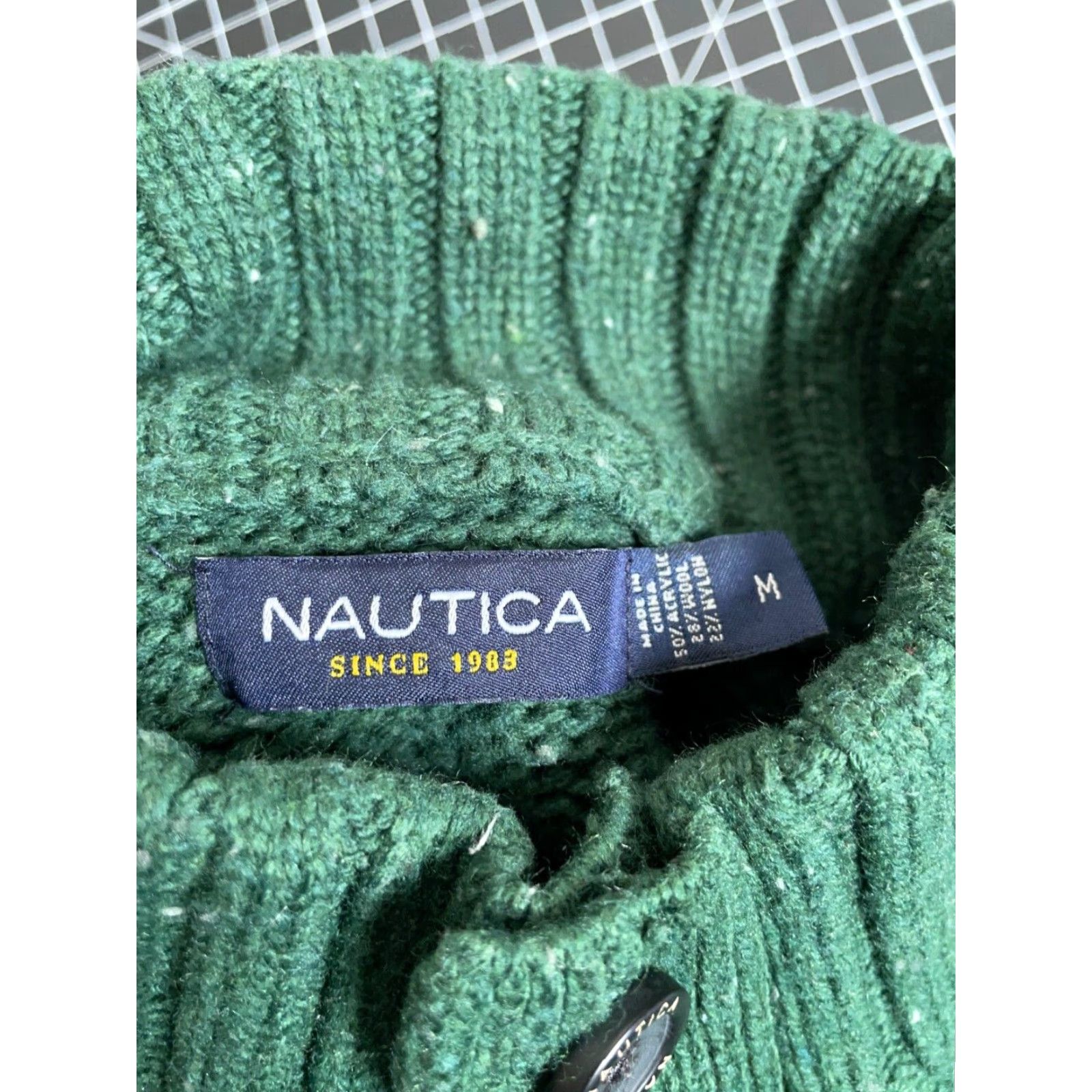 Nautica VINTAGE Nautica Henley Sweater Adult Small Green Chunky Knit 90s Classic Size US S / EU 44-46 / 1 - 4 Thumbnail