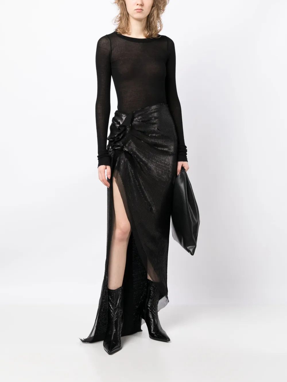 Rick Owens o1y0126 Maxi Skirt in Black Size 27" / US 4 / IT 40 - 5 Thumbnail