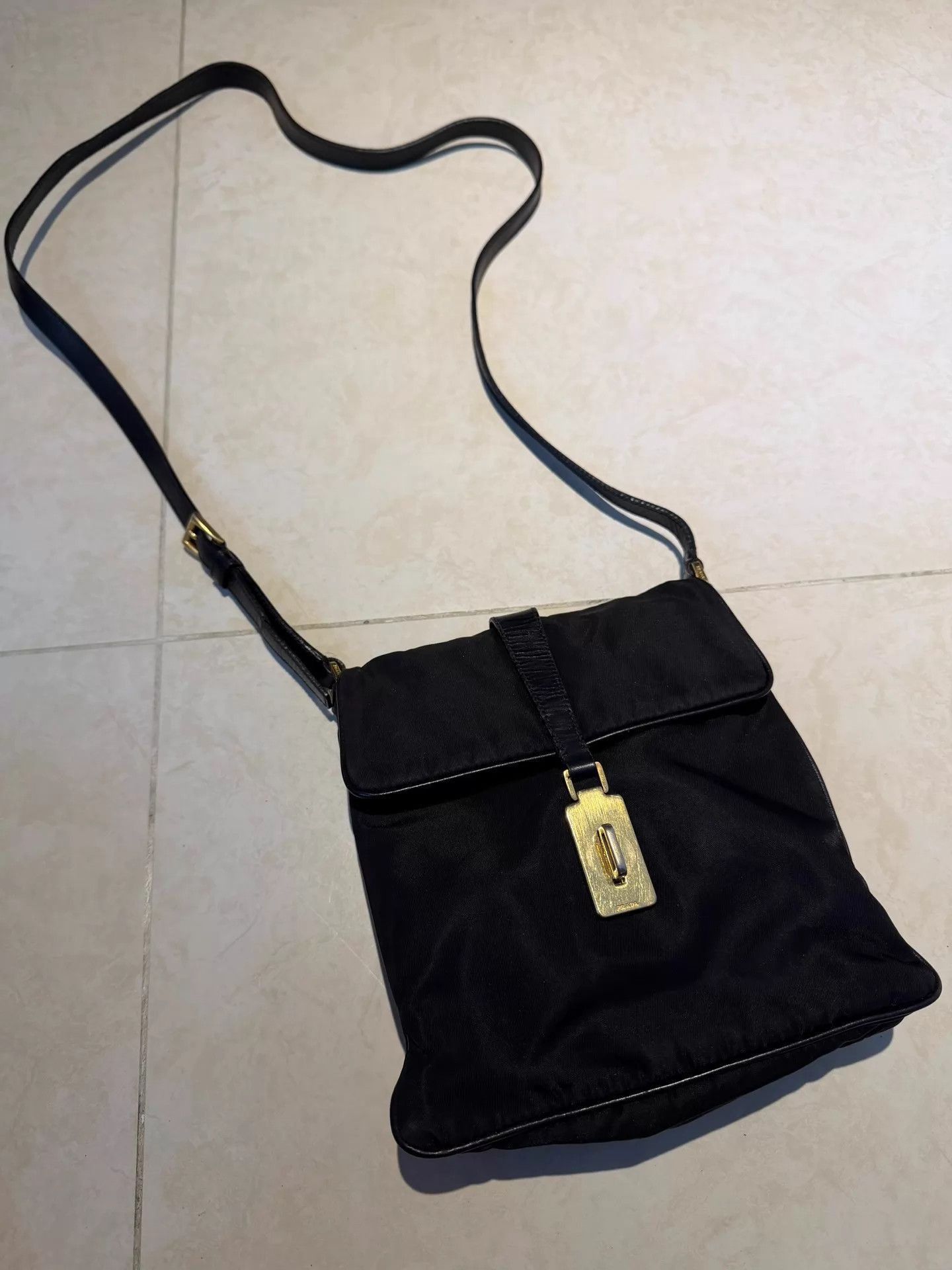 Prada Black Crossbody Bag with Gold Buckle Size ONE SIZE - 1 Thumbnail