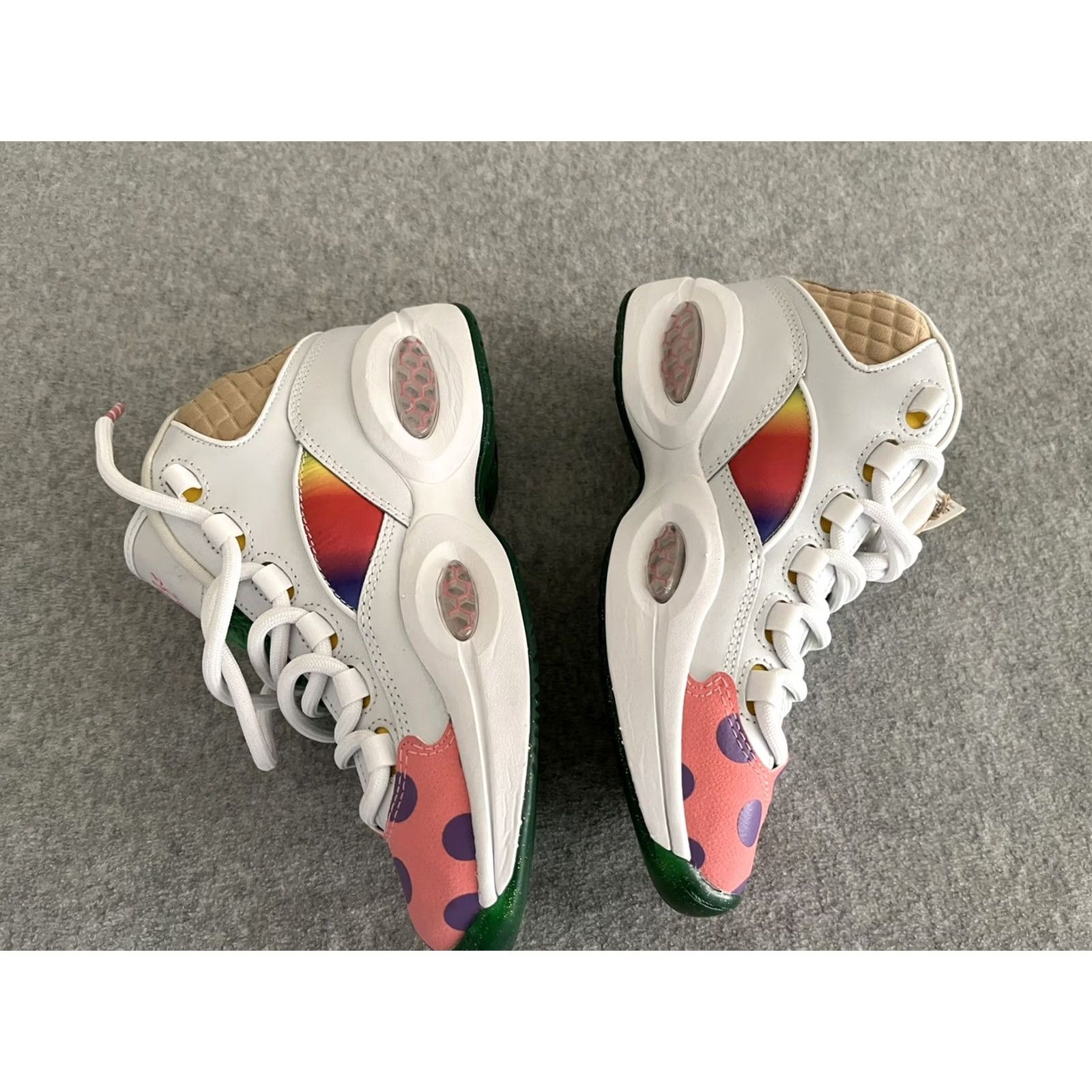 Reebok Reebok Question Candy Land Sneaker GZ0081 Mens 4 Womens 5.5 Multicolor Rainbow Trail Hasbro Iverson Basketball Athletic Mid Top Lace Up Shoes Size US 4 / IT 34 - 3 Thumbnail