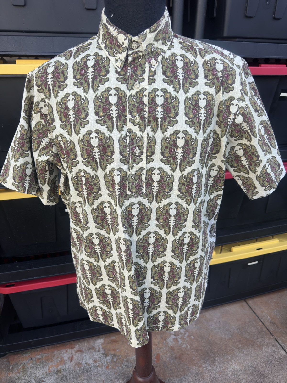 Reyn Spooner Reyn Spooner Beige/Green Hawaiian Print 3/4 Button Men's M Size US M / EU 48-50 / 2 - 1 Thumbnail