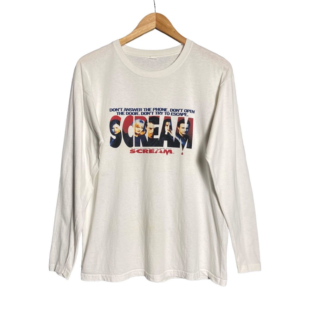 image of Scream Horror Movie Long Sleeve Tee in White, Men's (Size Large)