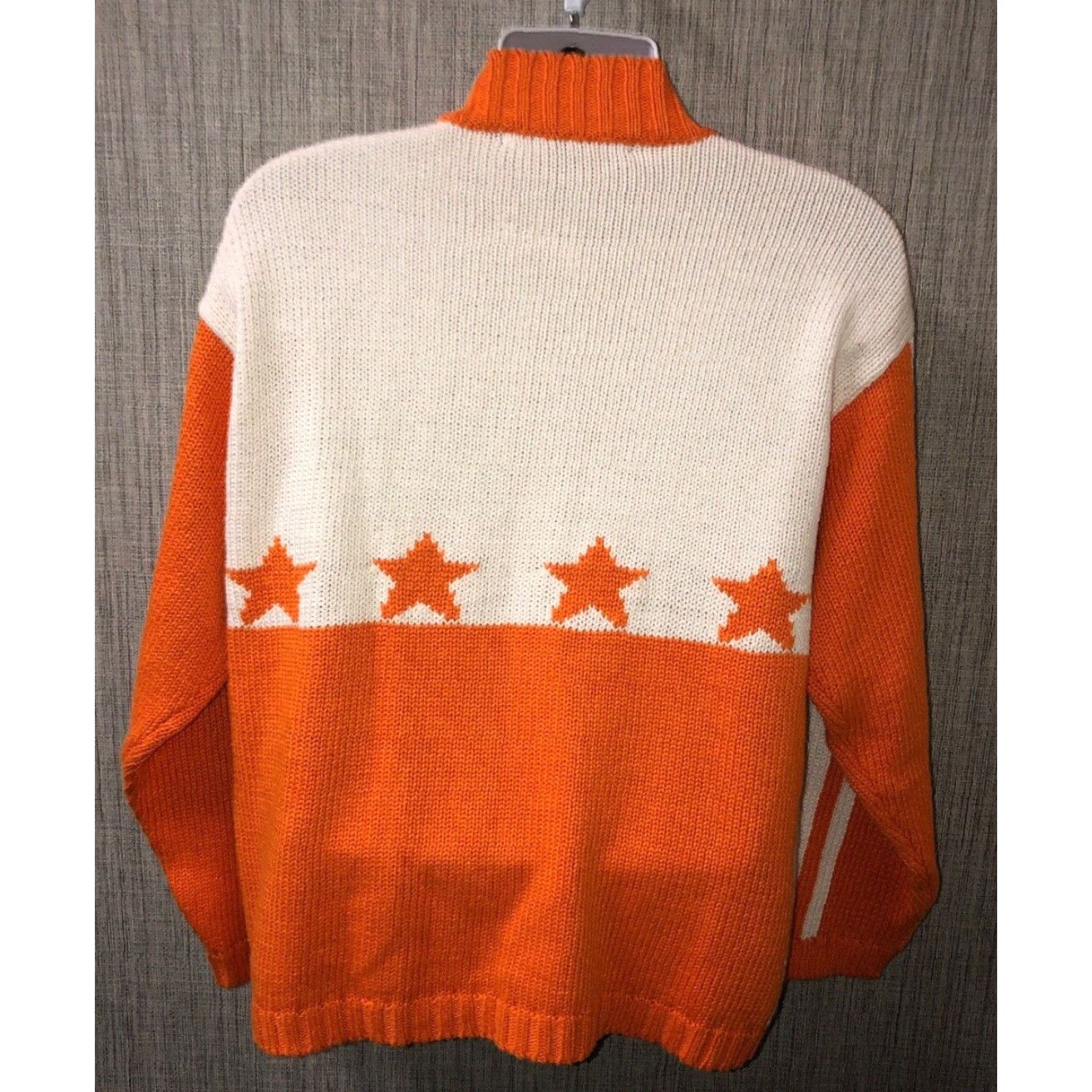 Vintage Birch Bros Mens Full Zip Sweater Orange White XL Size US XL / EU 56 / 4 - 4 Thumbnail