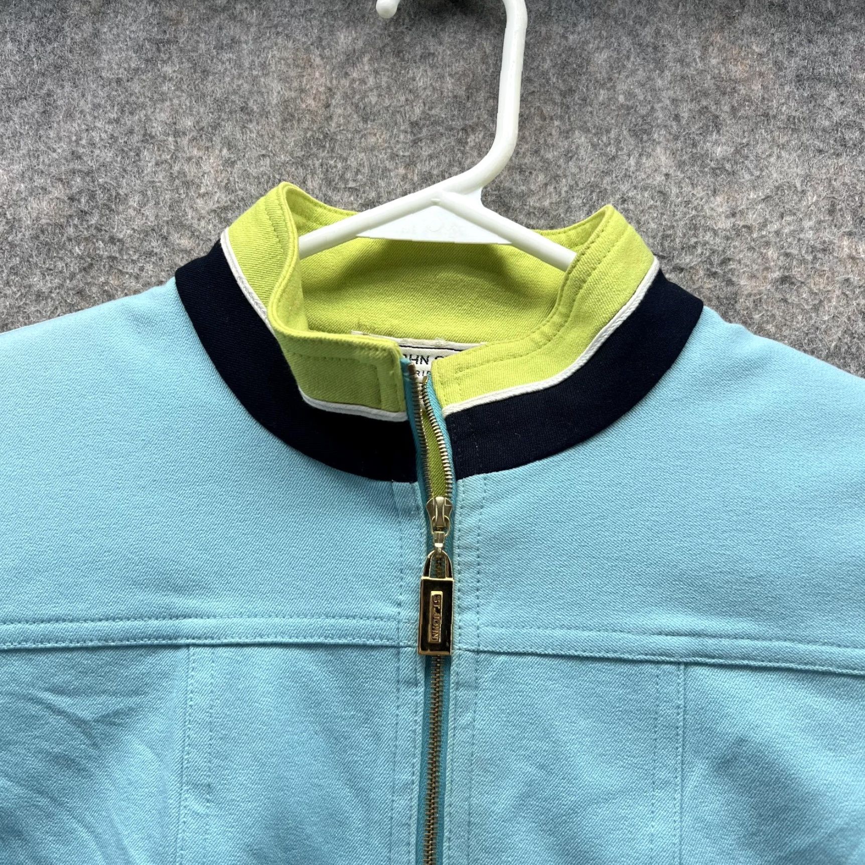 Vintage St John Jacket Women S Small Blue Green Full Zip Logo Sports All Seasons Size S / US 4 / IT 40 - 2 Thumbnail