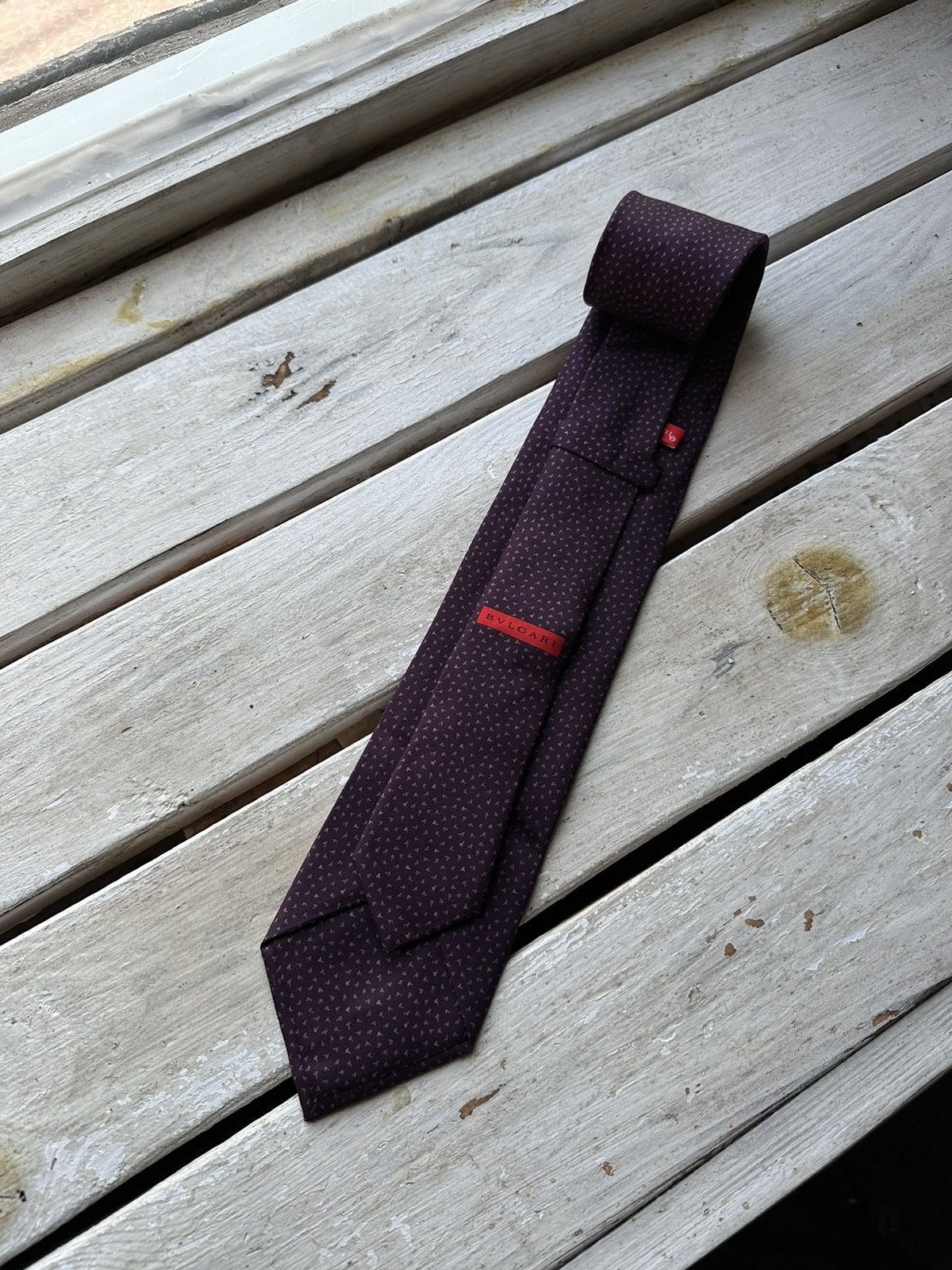 Bvlgari × Designer × Vintage 🚨Vintage Bvlgari VINTAGE Burgundy Bulgari Neck tie Pure Silk Size ONE SIZE - 1 Thumbnail