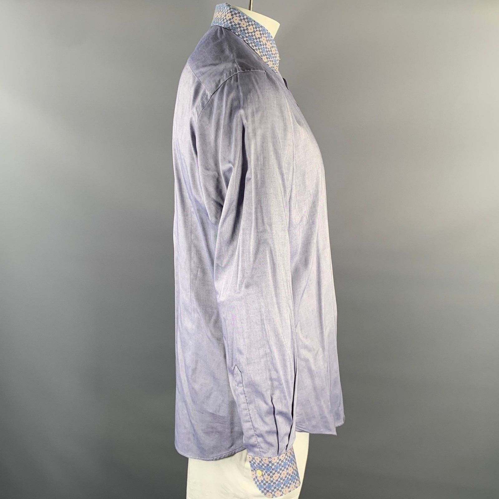 Etro ETRO XL Blue Yellow Geometric Pointed Collar L/S Shirt Size US XL / EU 56 / 4 - 3 Thumbnail